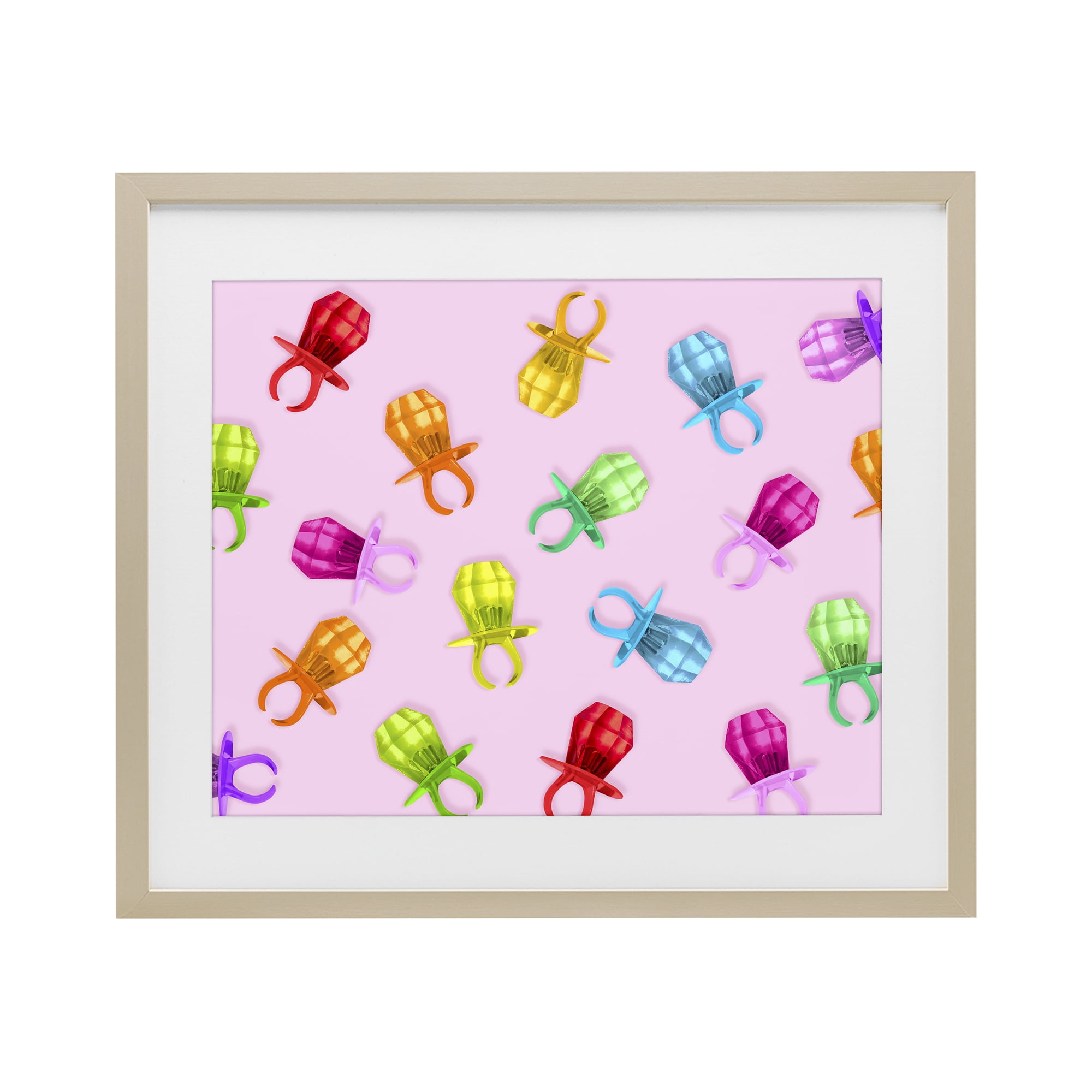 Stupell Industries Candy Gem Ring Party Pattern Birch Framed Print Under Glass, design by LISH Creative