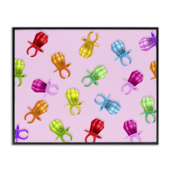 Stupell Industries Bohemian Candy Gem Ring Party Pattern Black Framed Giclee Art, 20 x 16, by LISH Creative