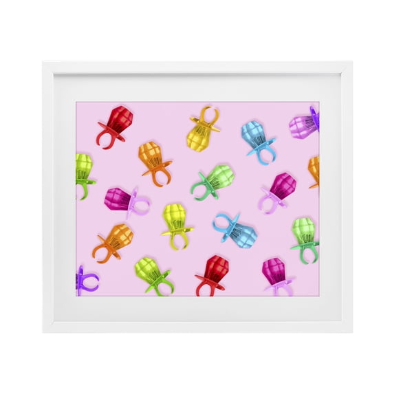 Stupell Industries Bohemian Candy Gem Ring Party Pattern White Framed Print Under Glass, 21 x 17, by LISH Creative