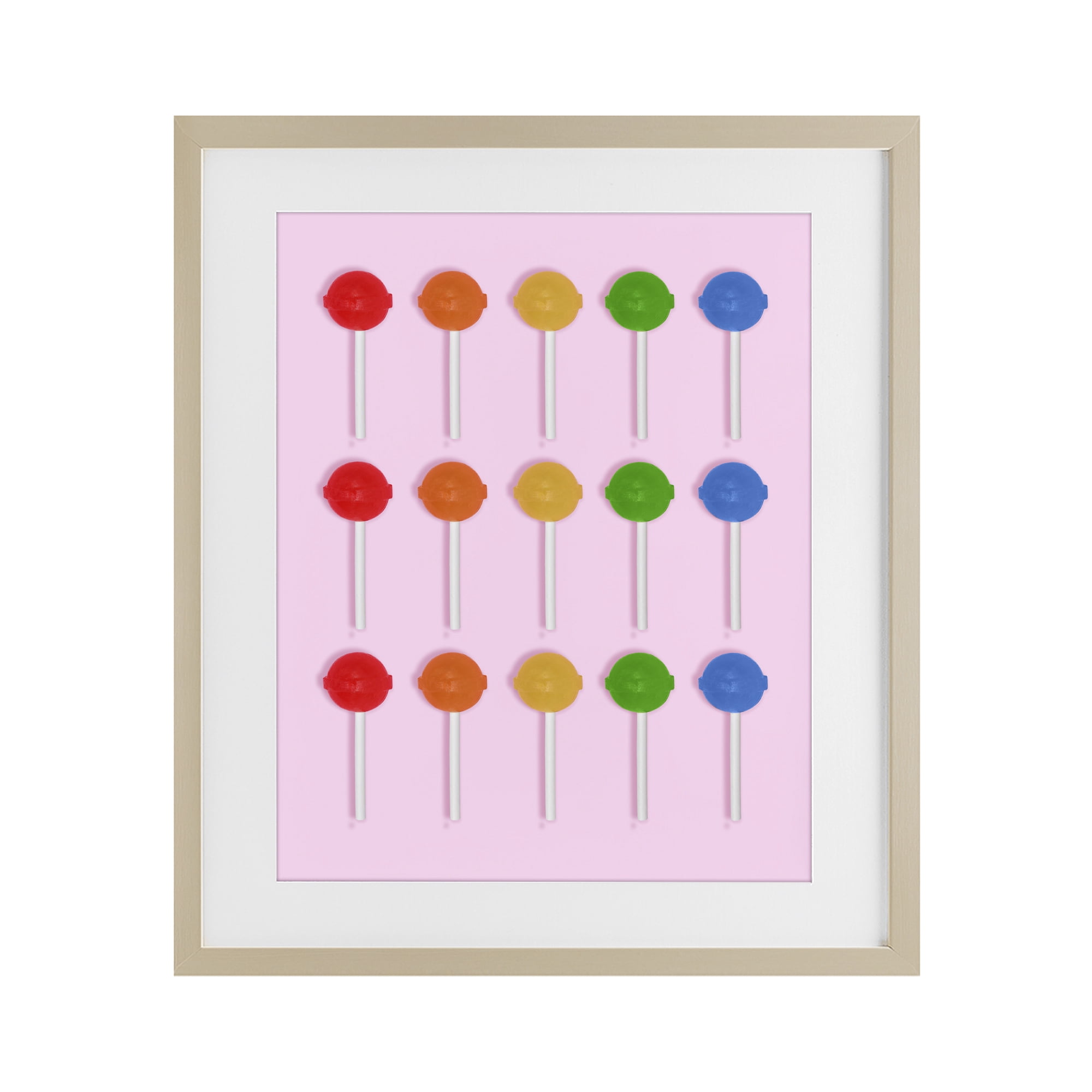 Stupell Industries Candy Pops on Light Pink Birch Framed Print Under Glass, design by LISH Creative