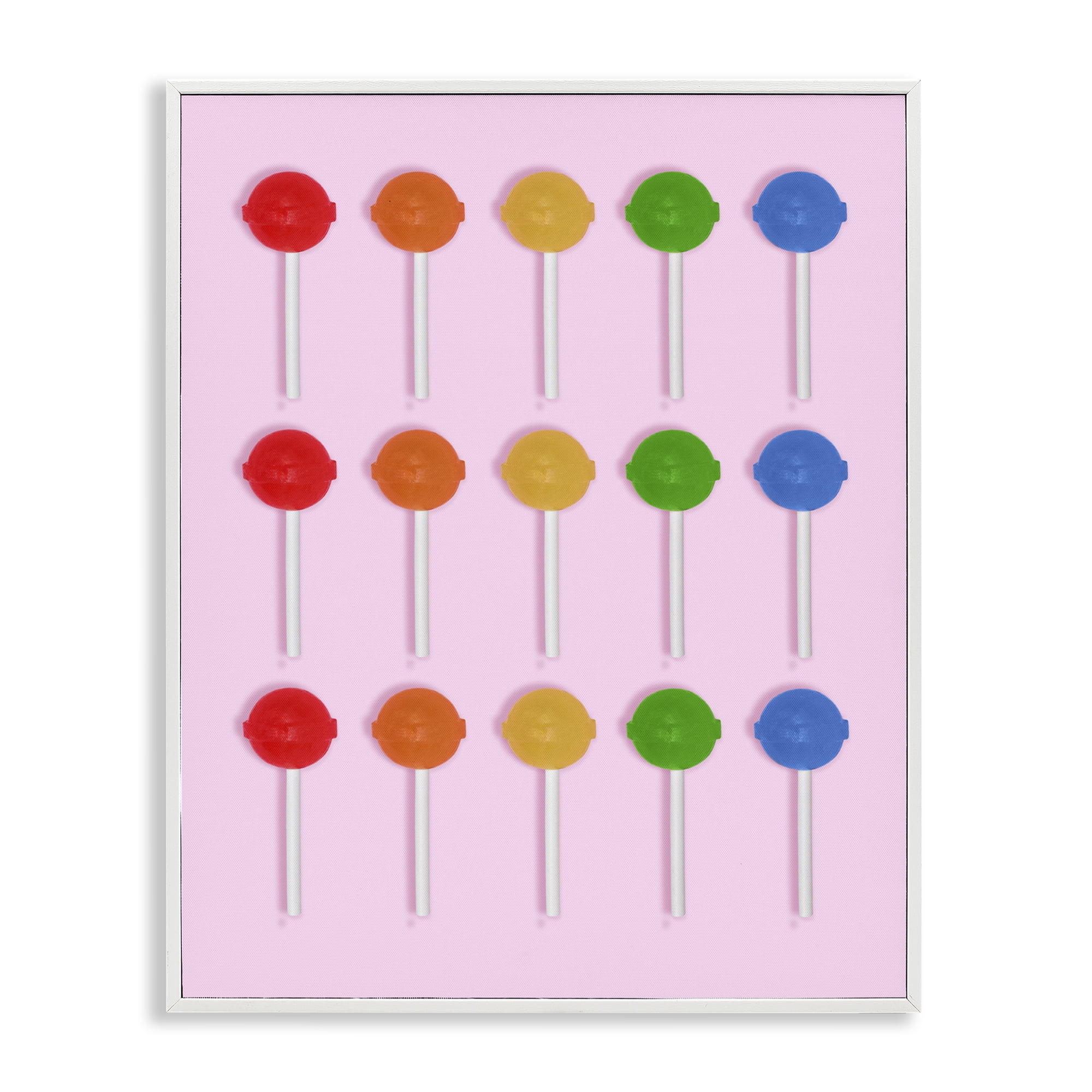 Stupell Industries Candy Pops on Light Pink White Framed Giclee Art, design by LISH Creative