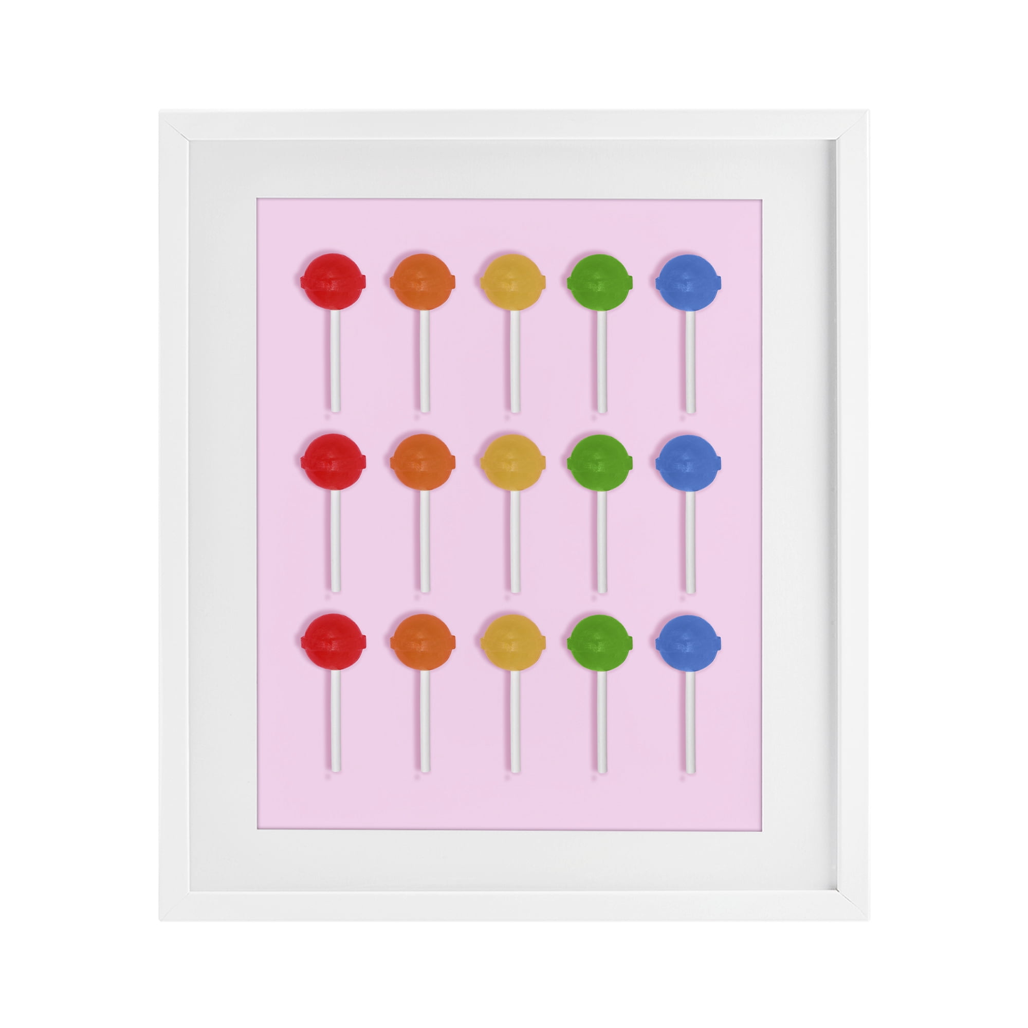 Stupell Industries Candy Pops on Light Pink White Framed Print Under Glass, design by LISH Creative