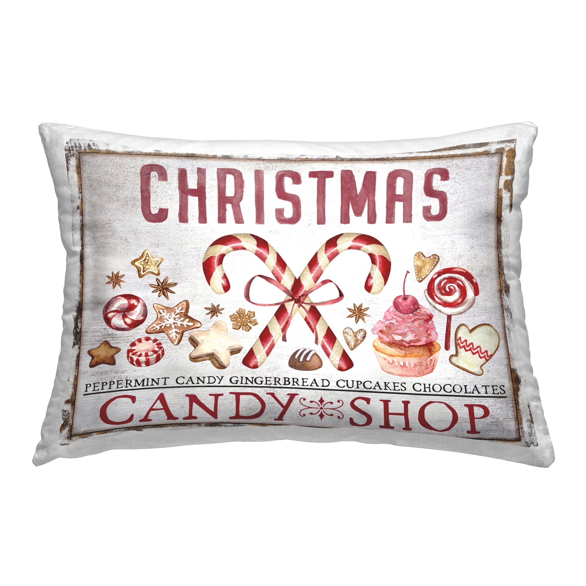 Stupell Industries Candy Shop Christmas Decorative Printed Throw Pillow, 14 x 20