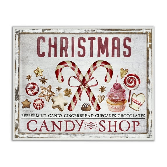 Stupell Industries Candy Shop Christmas Holiday Painting White Framed Art Prints Wall Art, 20 x 16