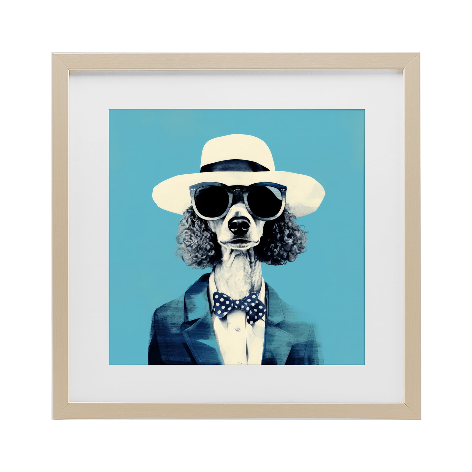 Stupell Industries Canine Cool Retro Outfit Birch Framed Print Under Glass, design by Ray Powers
