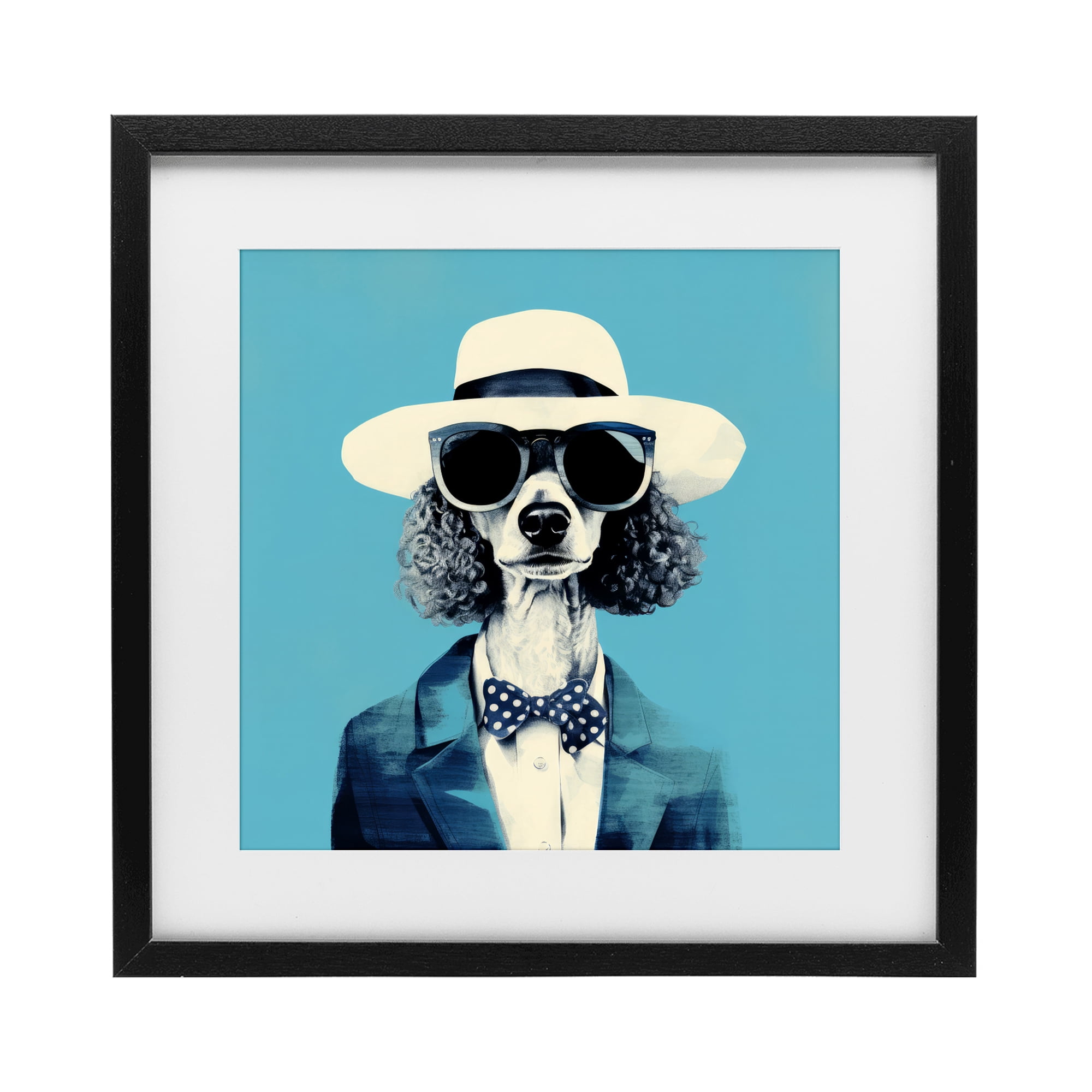 Stupell Industries Canine Cool Retro Outfit Black Framed Print Under Glass, design by Ray Powers