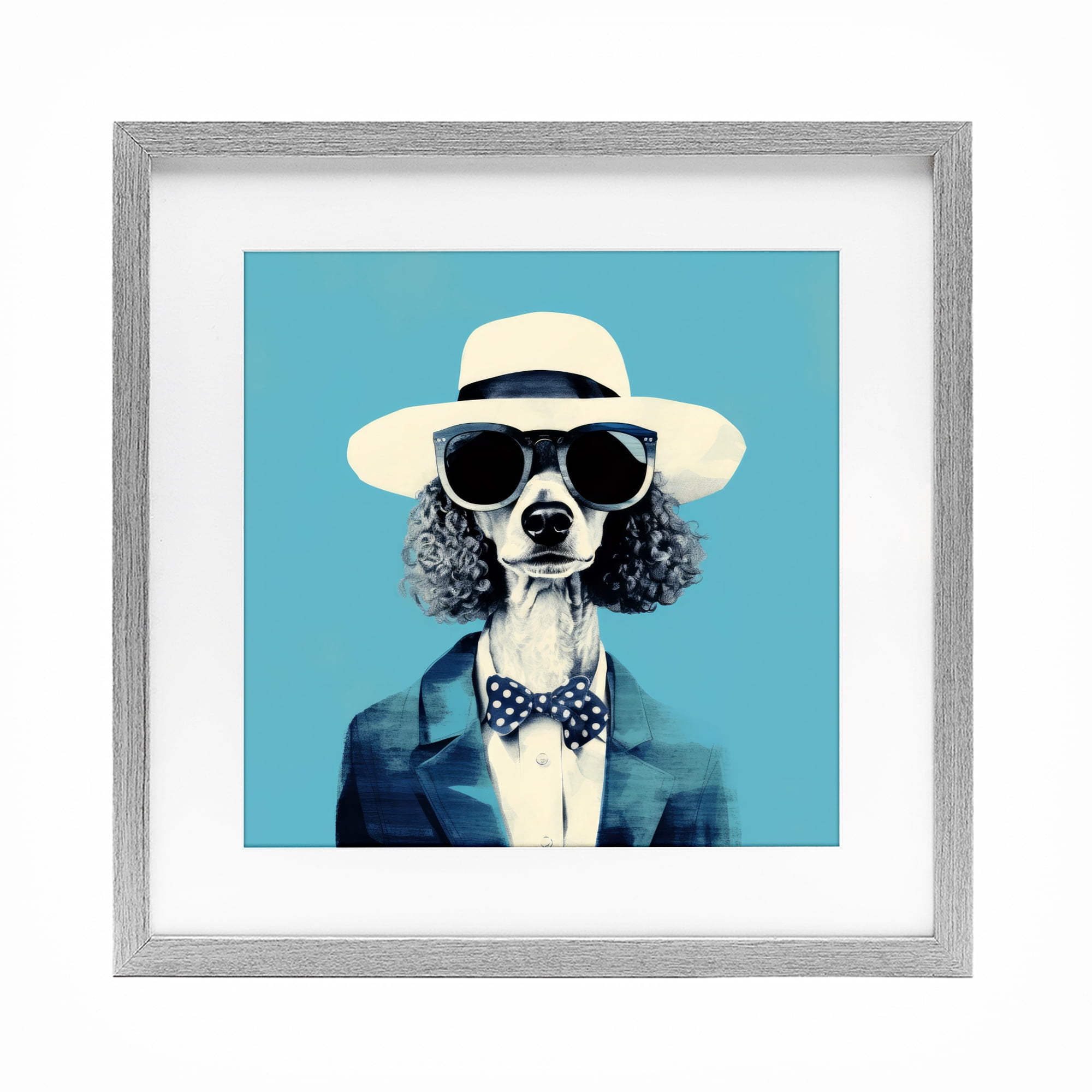 Stupell Industries Canine Cool Retro Outfit Gray Framed Print Under Glass, design by Ray Powers