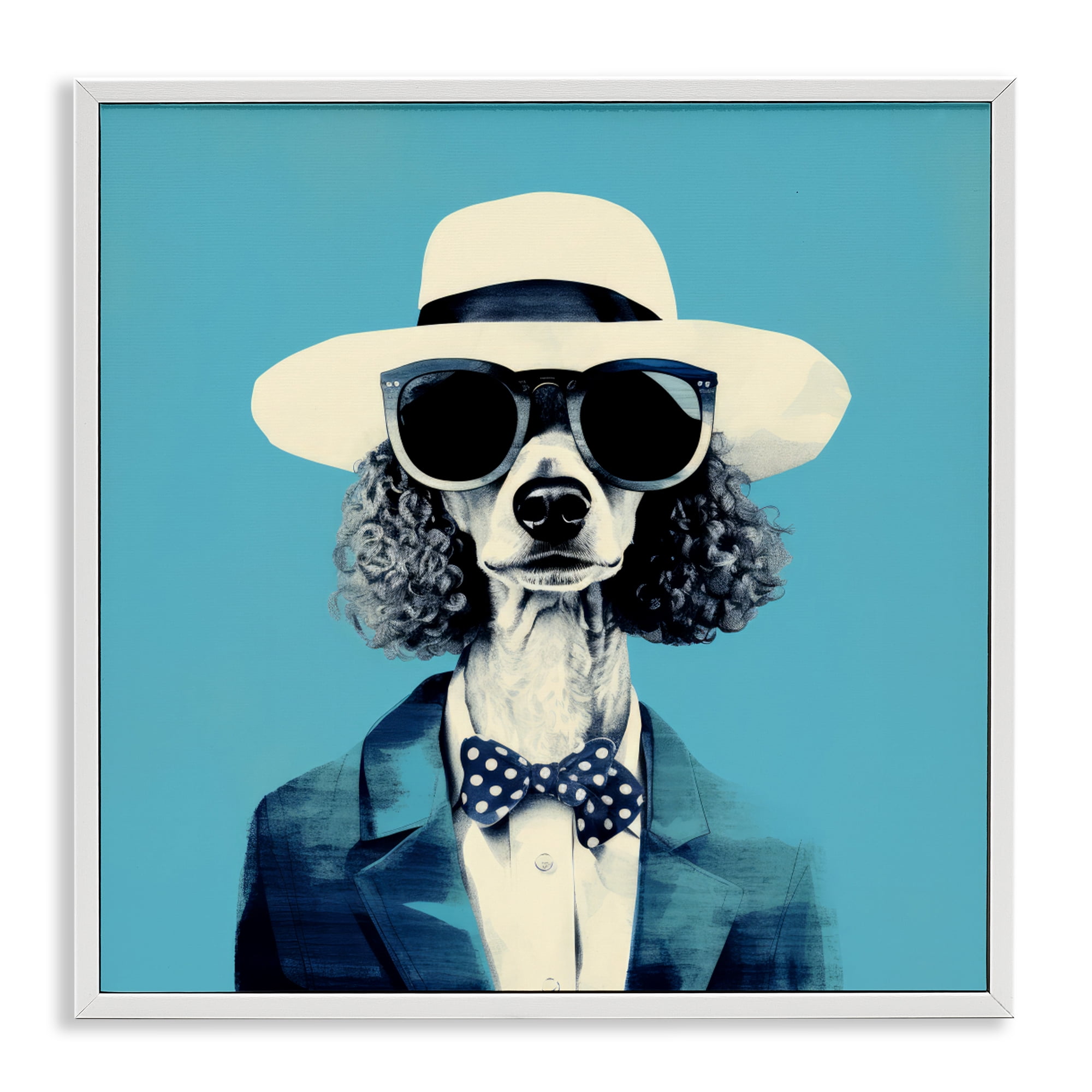 Stupell Industries Canine Cool Retro Outfit White Framed Giclee Art, design by Ray Powers