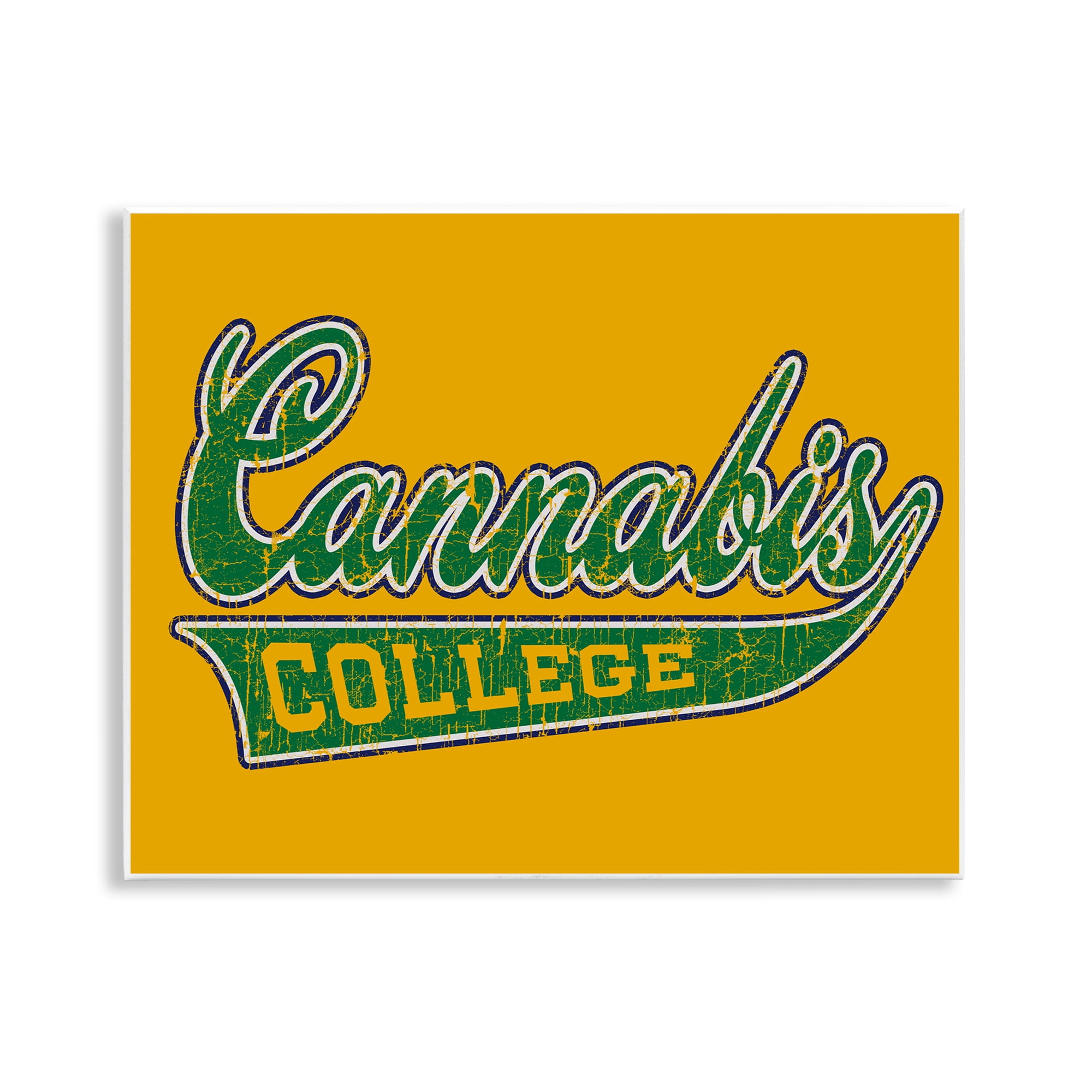 Stupell Industries Cannabis College Varsity Novelty & Humor Painting Unframed Art Print Wall Art, 14 x 11