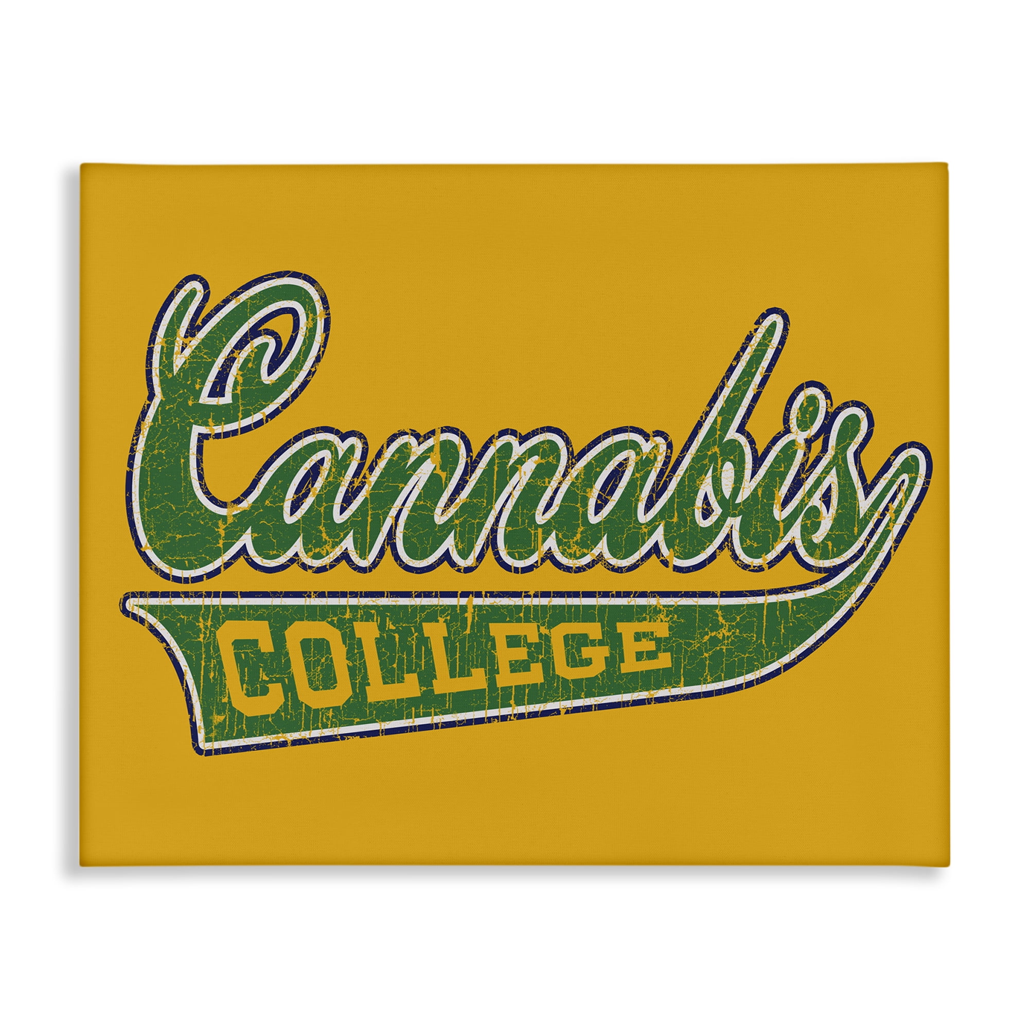 Stupell Industries Cannabis College Varsity Novelty & Humor Painting Wrapped Canvas Art Print Wall Art, 48 x 36