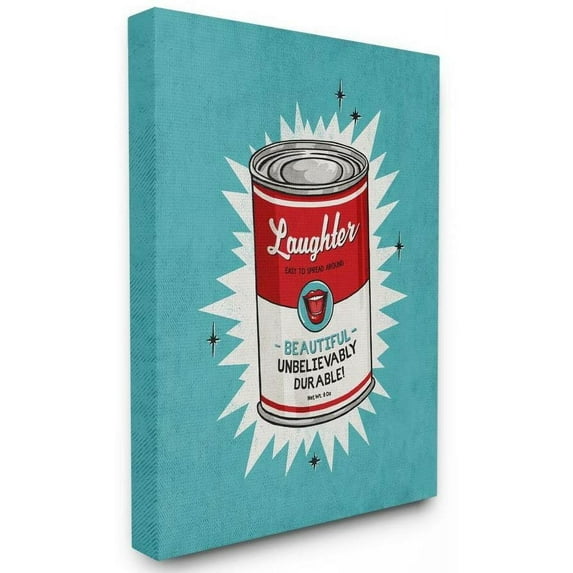 Stupell Industries Canned Laughter Funny Vintage Comic Book Design Canvas Wall Art by Ester Kay