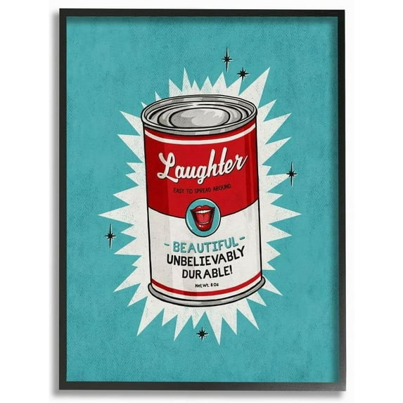 Stupell Industries Canned Laughter Funny Vintage Comic Book Design Framed Wall Art by Ester Kay