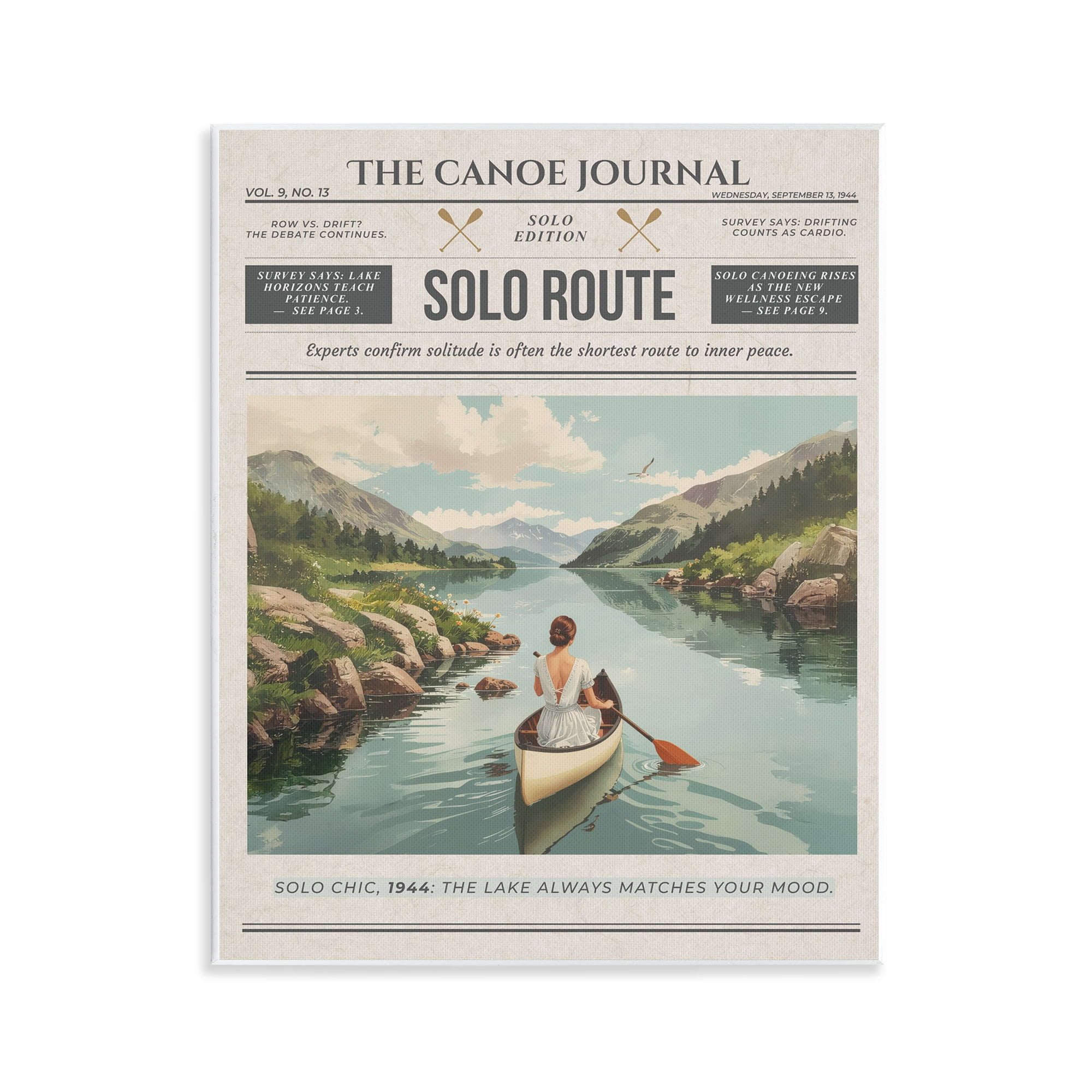 Stupell Industries Canoe Journal Newspaper Wall Plaque Art, design by A Barefoot Stylist
