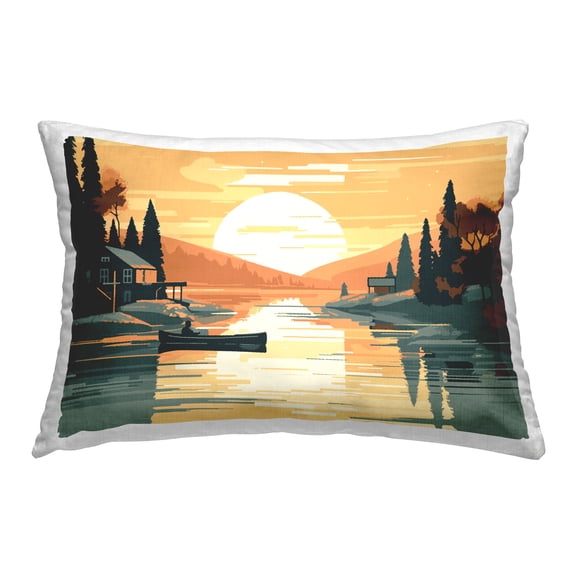 Stupell Industries Canoe & Lake Sunset Decorative Printed Throw Pillow, 14 x 20