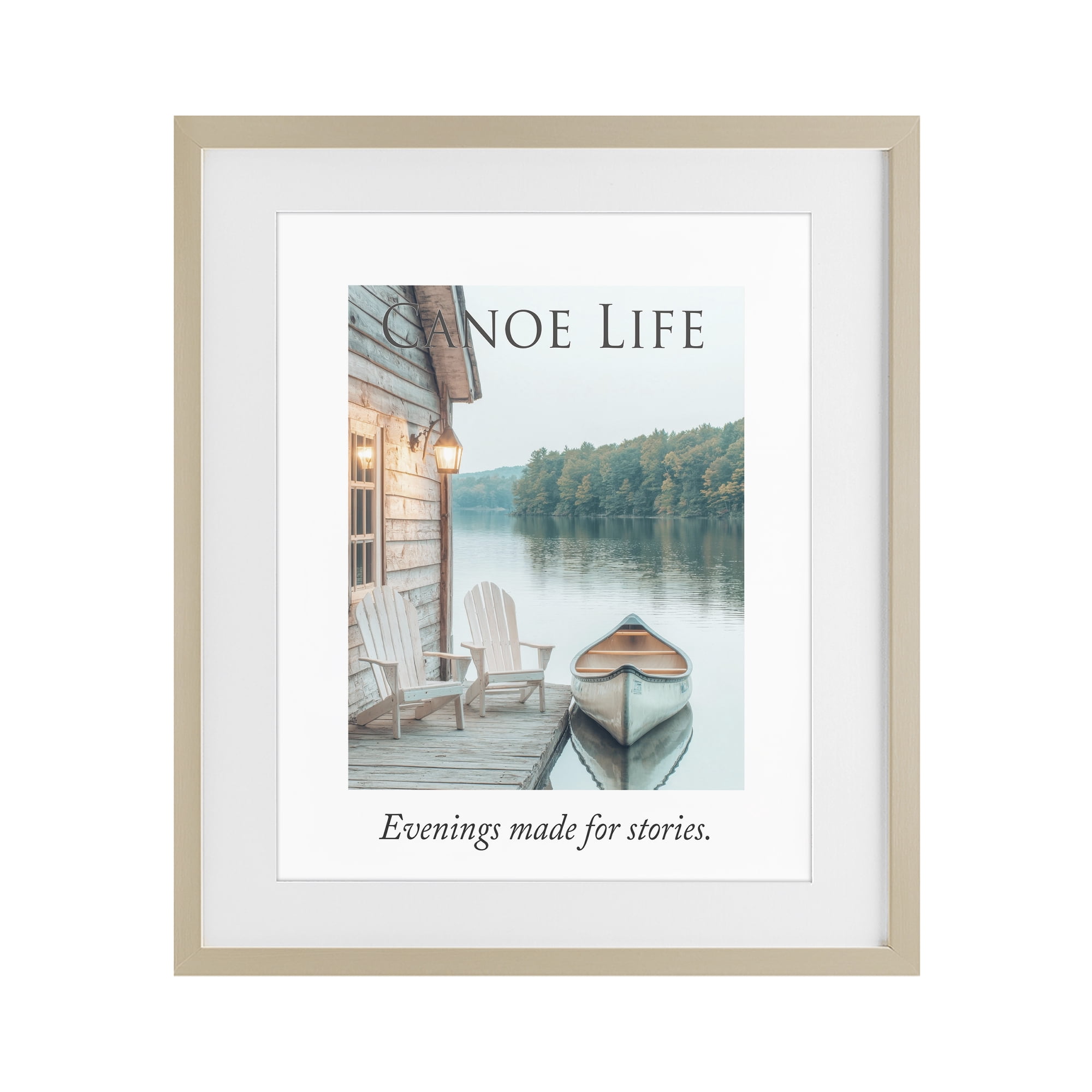 Stupell Industries Canoe Life Quote Birch Framed Print Under Glass, design by A Barefoot Stylist