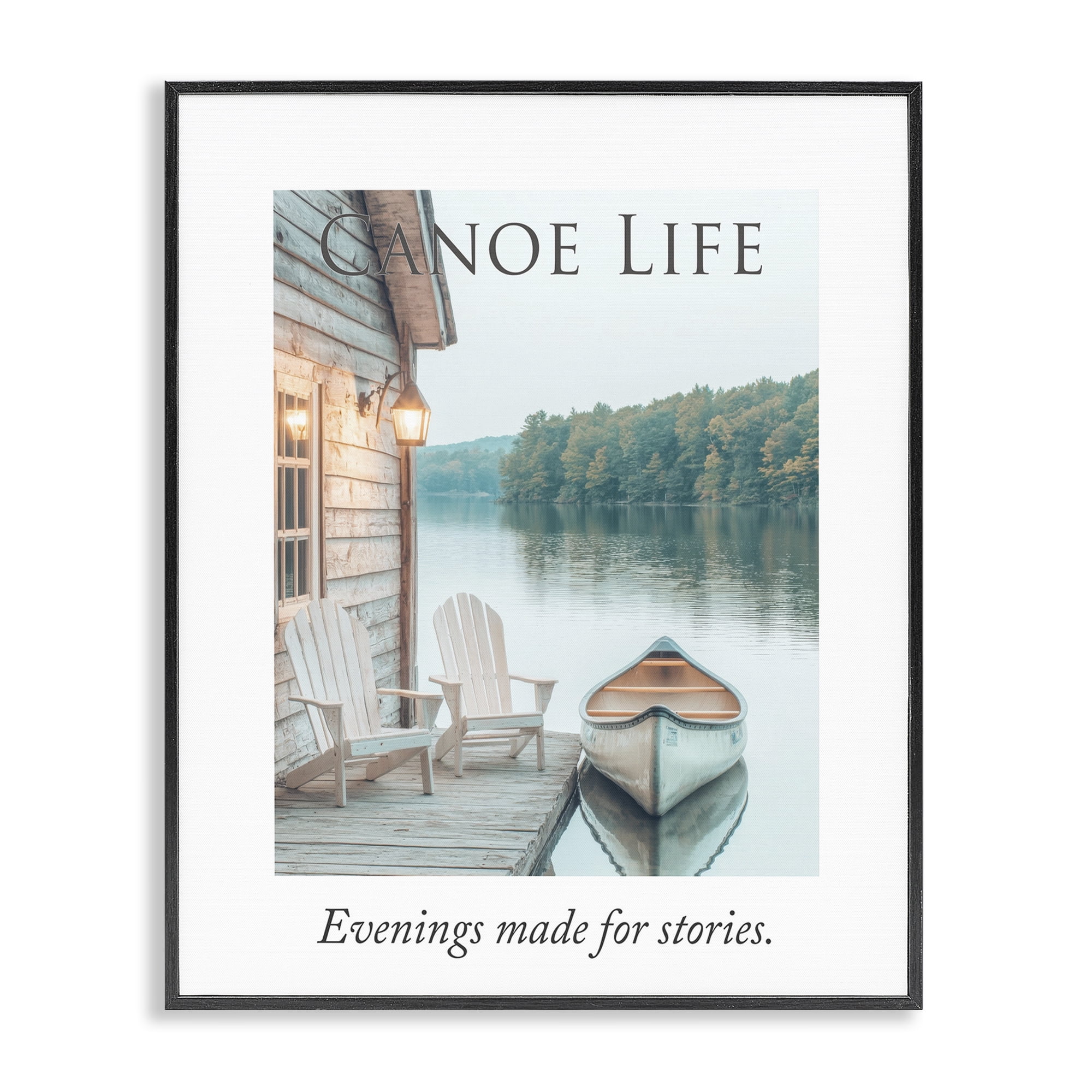 Stupell Industries Canoe Life Quote Black Framed Giclee Art, design by A Barefoot Stylist
