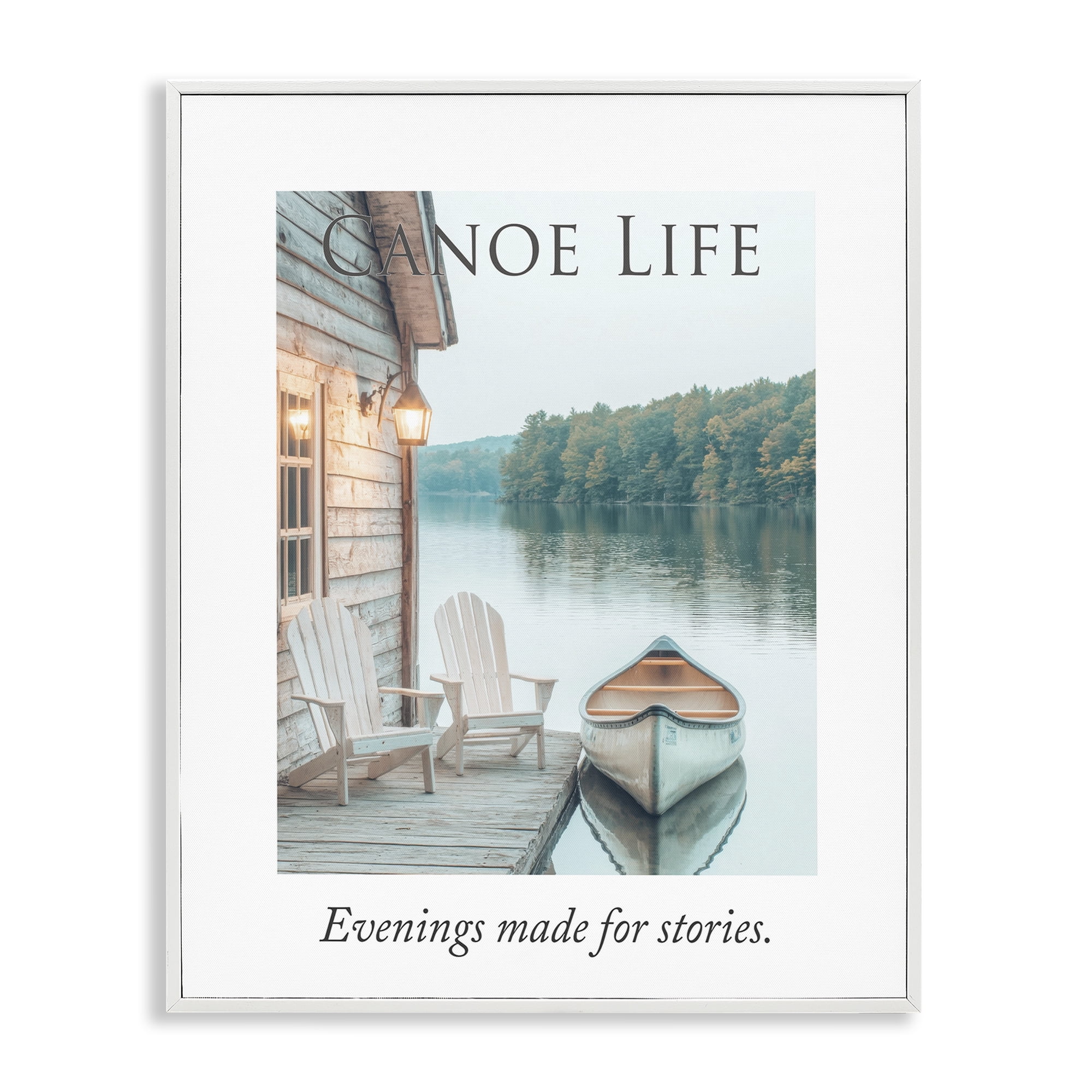 Stupell Industries Canoe Life Quote White Framed Giclee Art, design by A Barefoot Stylist