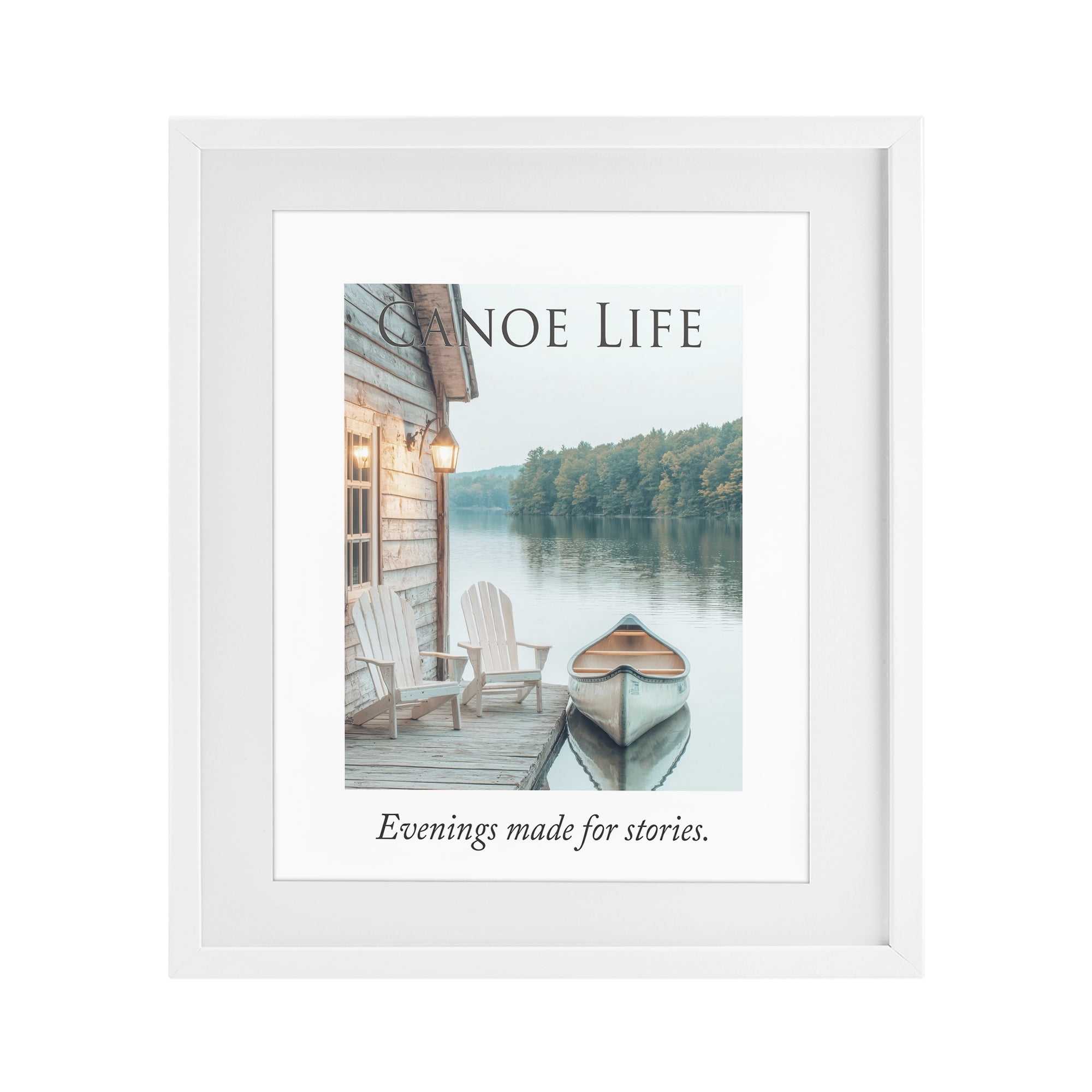 Stupell Industries Canoe Life Quote White Framed Print Under Glass, design by A Barefoot Stylist