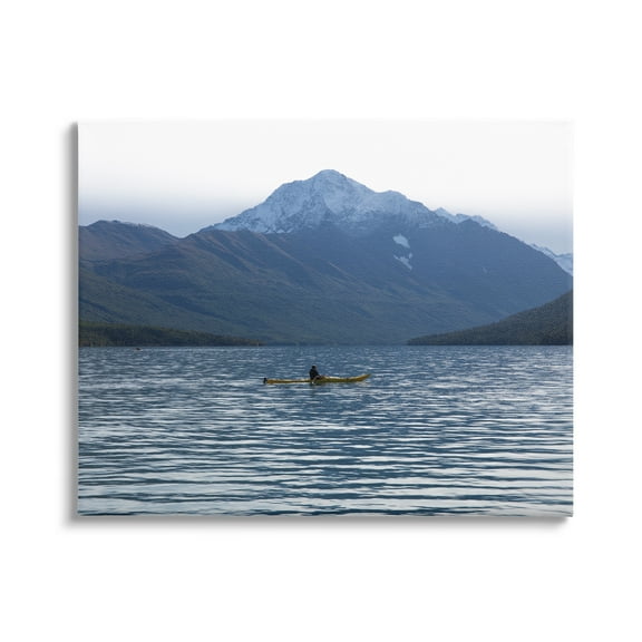 Stupell Industries Canoe & Mountain Lake Landscape Photography Gallery Wrapped Canvas Art Print Wall Art, 20 x 16
