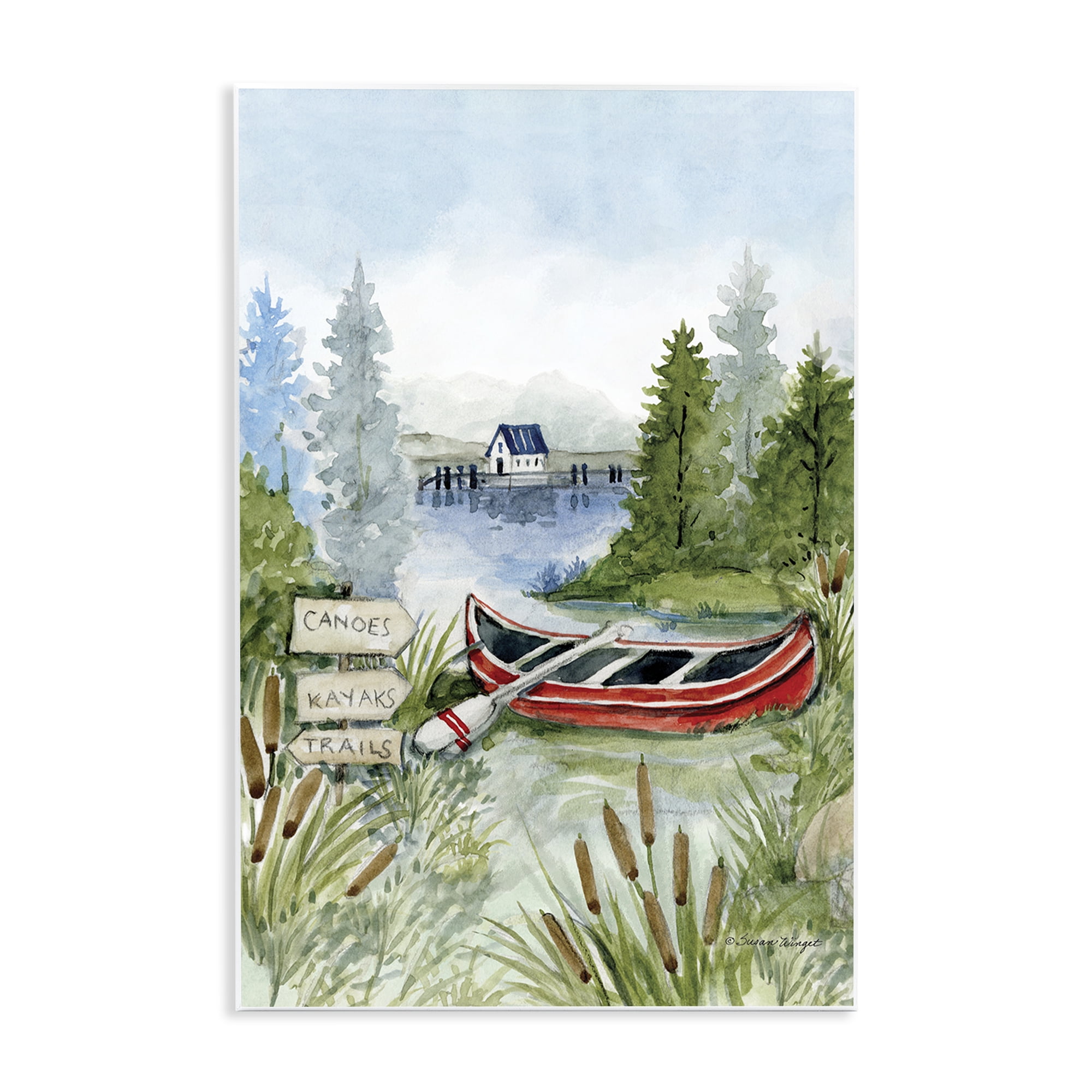 Stupell Industries Canoe On Lake Wall Plaque Art, design by Susan Winget