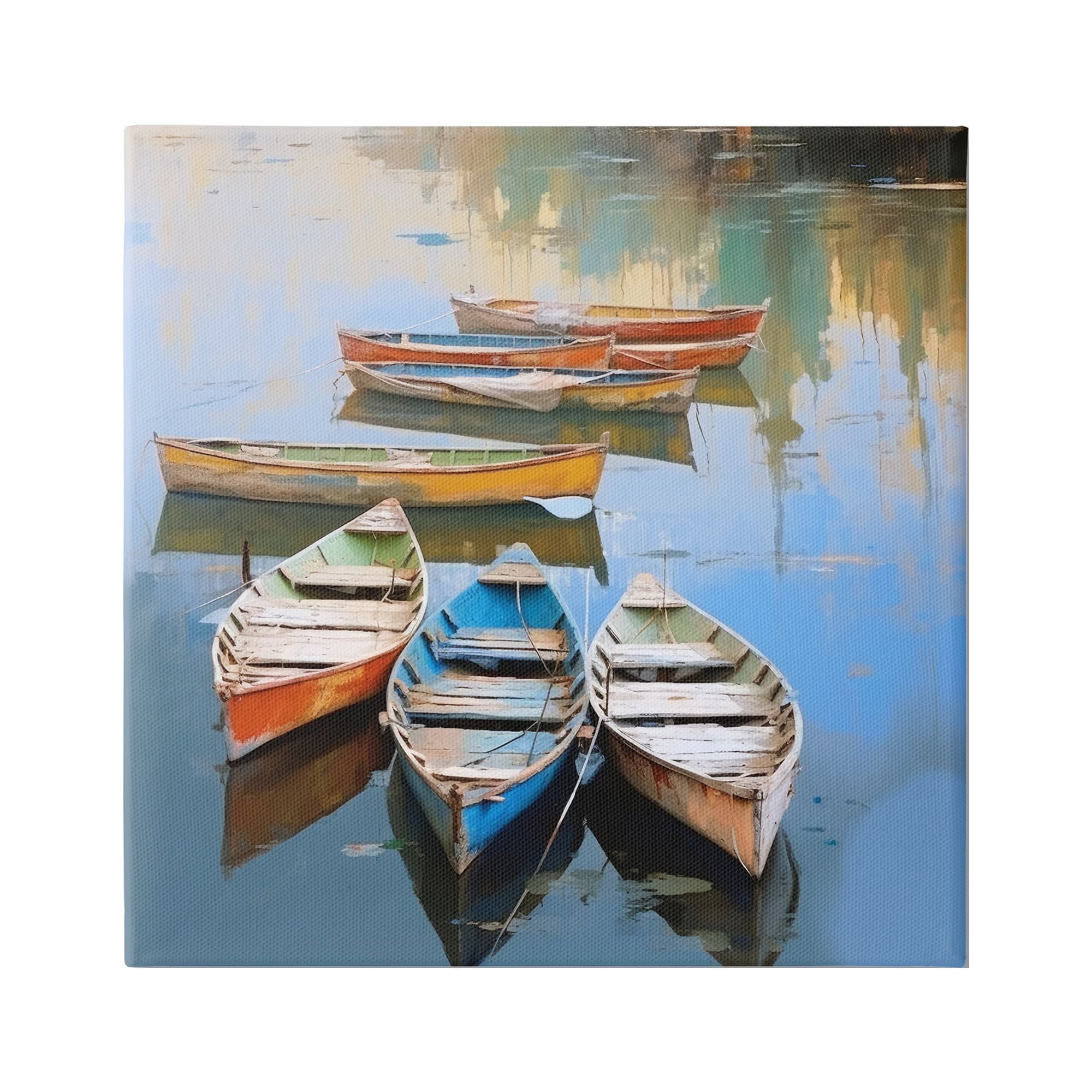 Stupell Industries Canoe Reflections in Lake Transportation Painting Gallery Wrapped Canvas Art Print Wall Art, 36 x 36