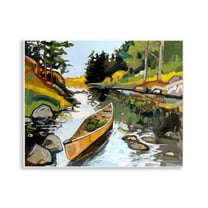 Stupell Industries Canoe Through River Transportation Painting Unframed Art Print Wall Art, 14 x 11