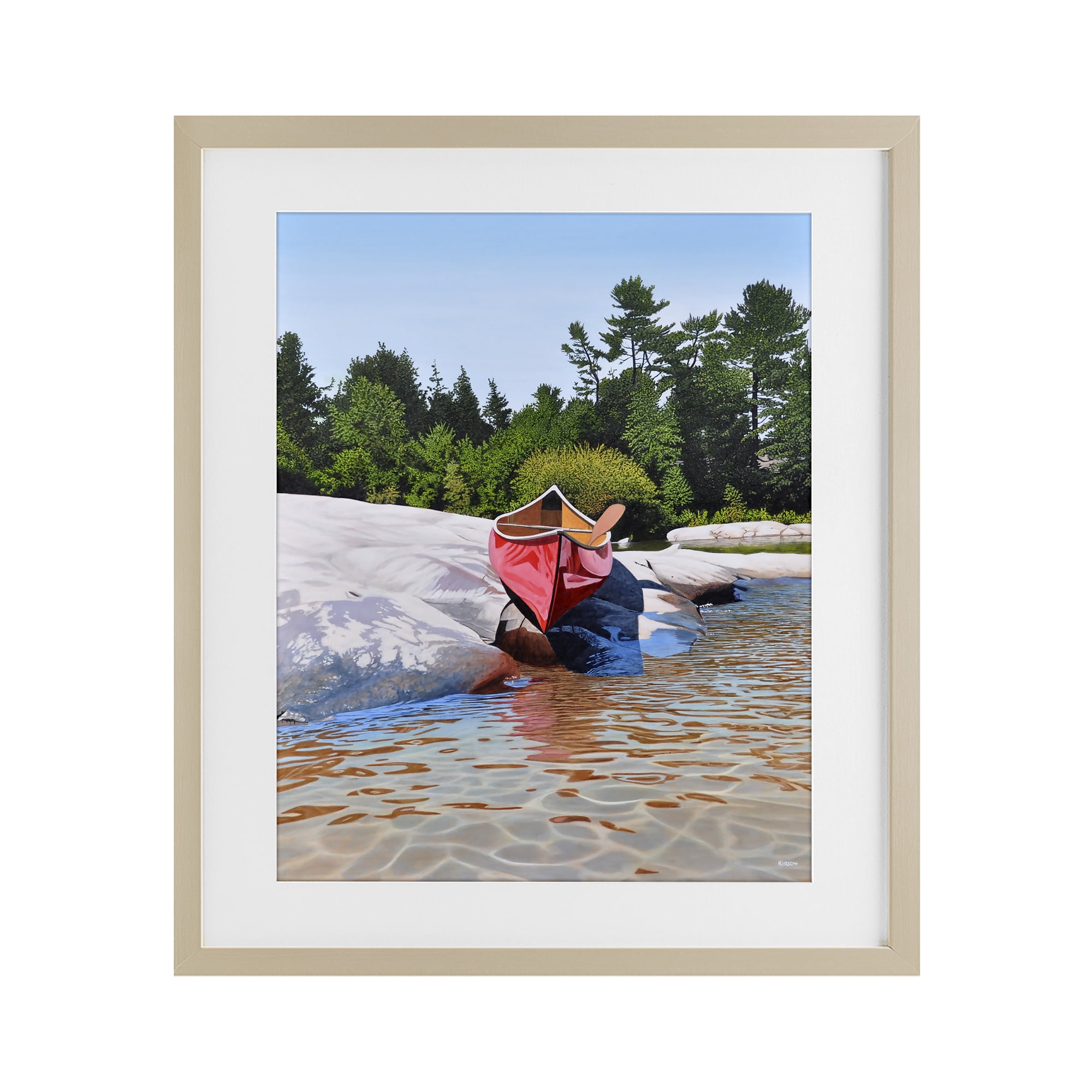 Stupell Industries Canoe at Water's Edge Birch Framed Print Under Glass, design by Kenneth M Kirsch