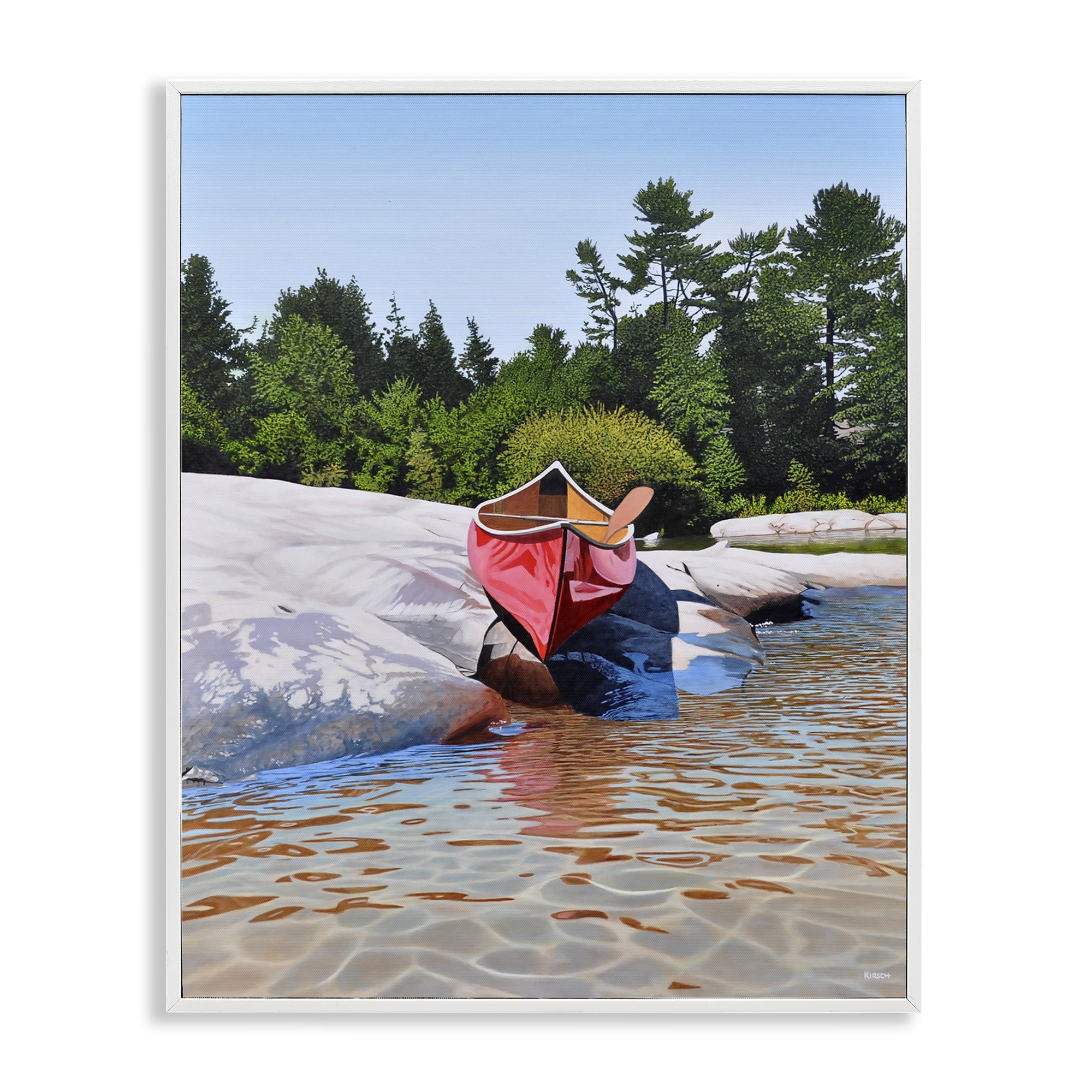 Stupell Industries Canoe at Water's Edge White Framed Giclee Art, design by Kenneth M Kirsch