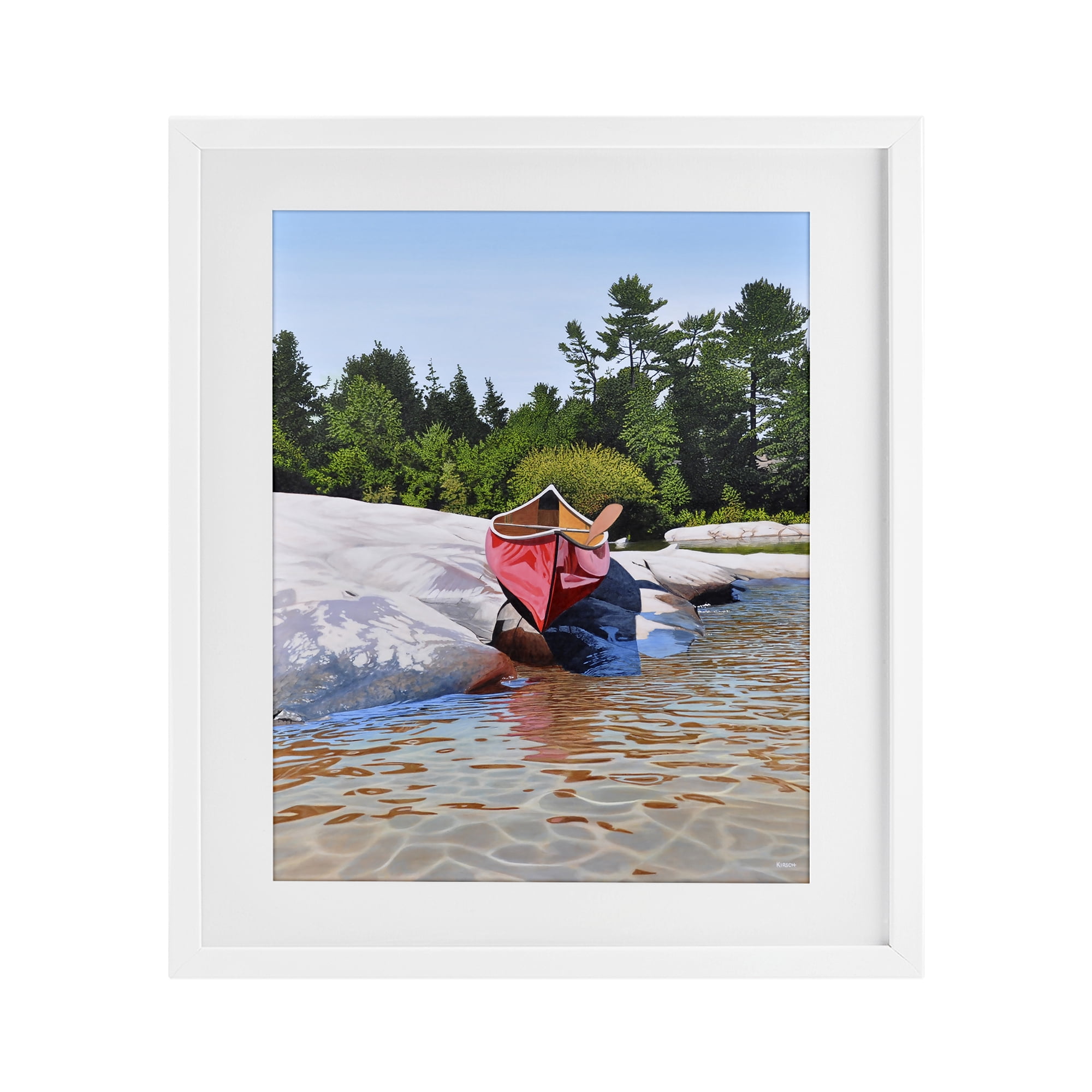 Stupell Industries Canoe at Water's Edge White Framed Print Under Glass, design by Kenneth M Kirsch