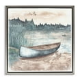 thumbnail image 1 of Stupell Industries Canoe on Lake Shore Landscape Painting Gray Floater Framed Canvas Art Print Wall Art, 18 x 18, 1 of 10