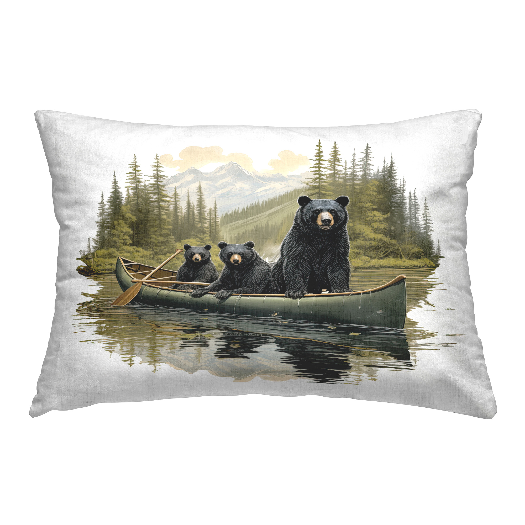 Stupell Industries Canoeing Bears on Lake Decorative Printed Throw Pillow Design by Jim Baldwin