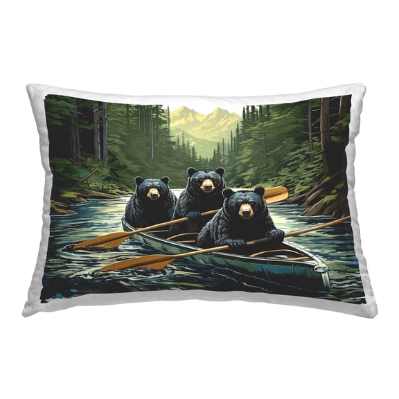 Stupell Industries Canoeing Bears on River Decorative Printed Throw Pillow Design by Jim Baldwin