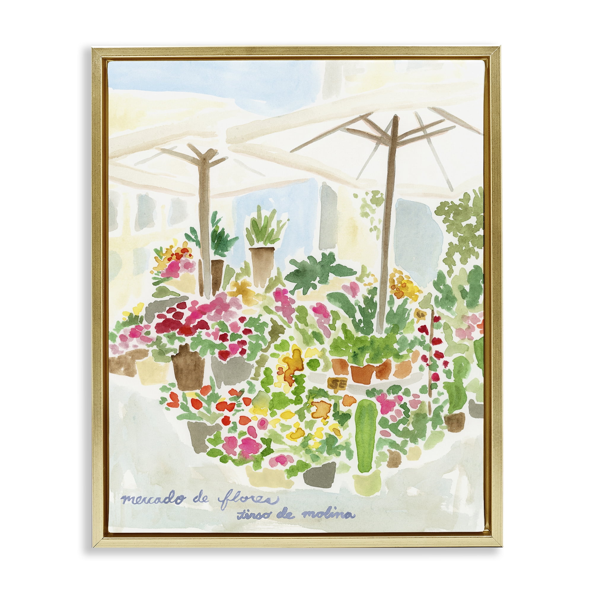 Stupell Industries Canopy Covered Garden Scenic & Cityscapes Painting Gold Floater Framed Canvas Art Print Wall Art, 25 x 31
