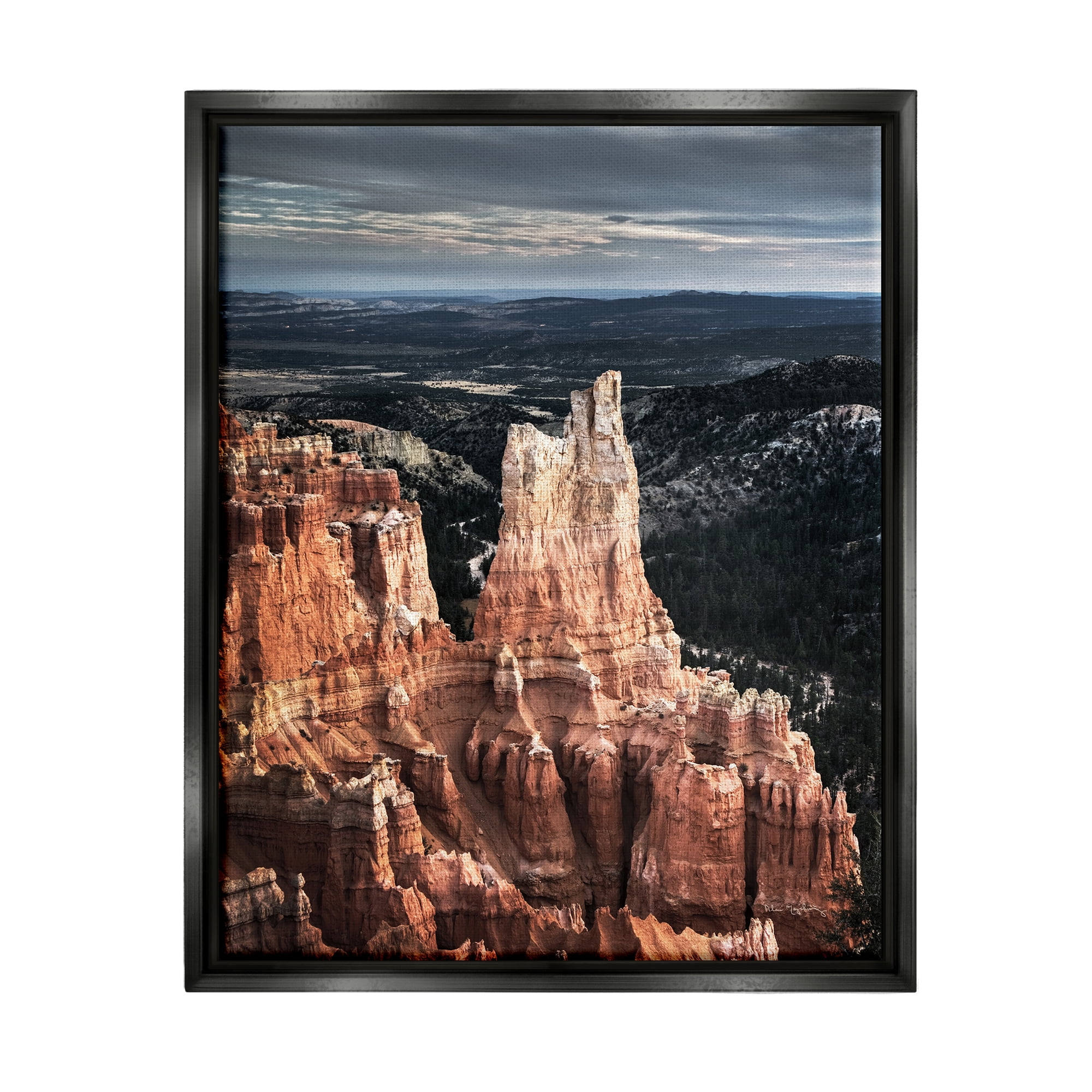 Stupell Industries Canyon Butte Photography Landscape Photography Black Floater Framed Canvas Art Print Wall Art, 25 x 31