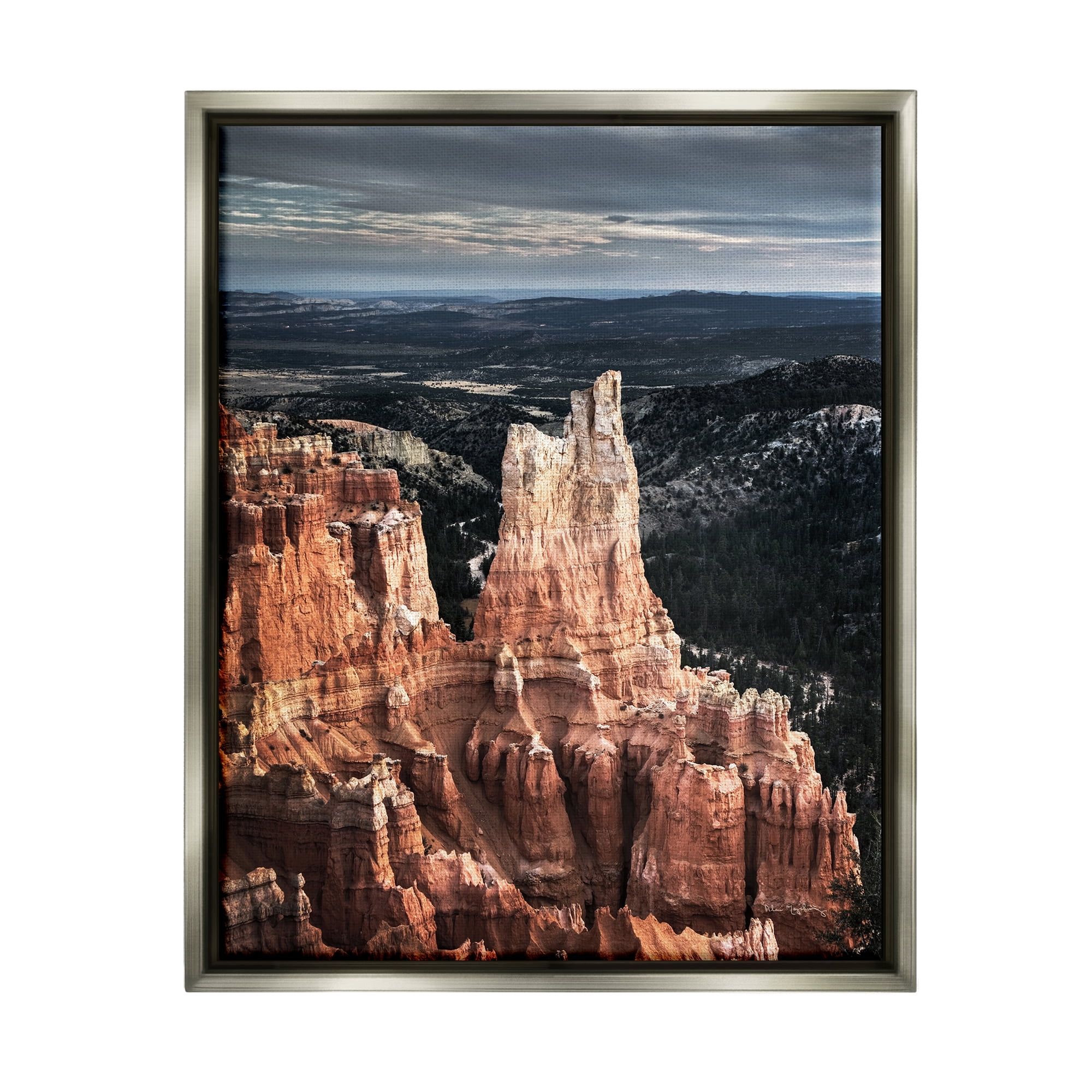 Stupell Industries Canyon Butte Photography Landscape Photography Gray Floater Framed Canvas Art Print Wall Art, 25 x 31