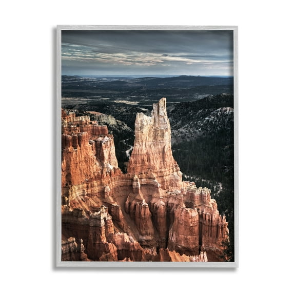 Stupell Industries Canyon Butte Photography Landscape Photography Gray Framed Art Print Wall Art, 16 x 20