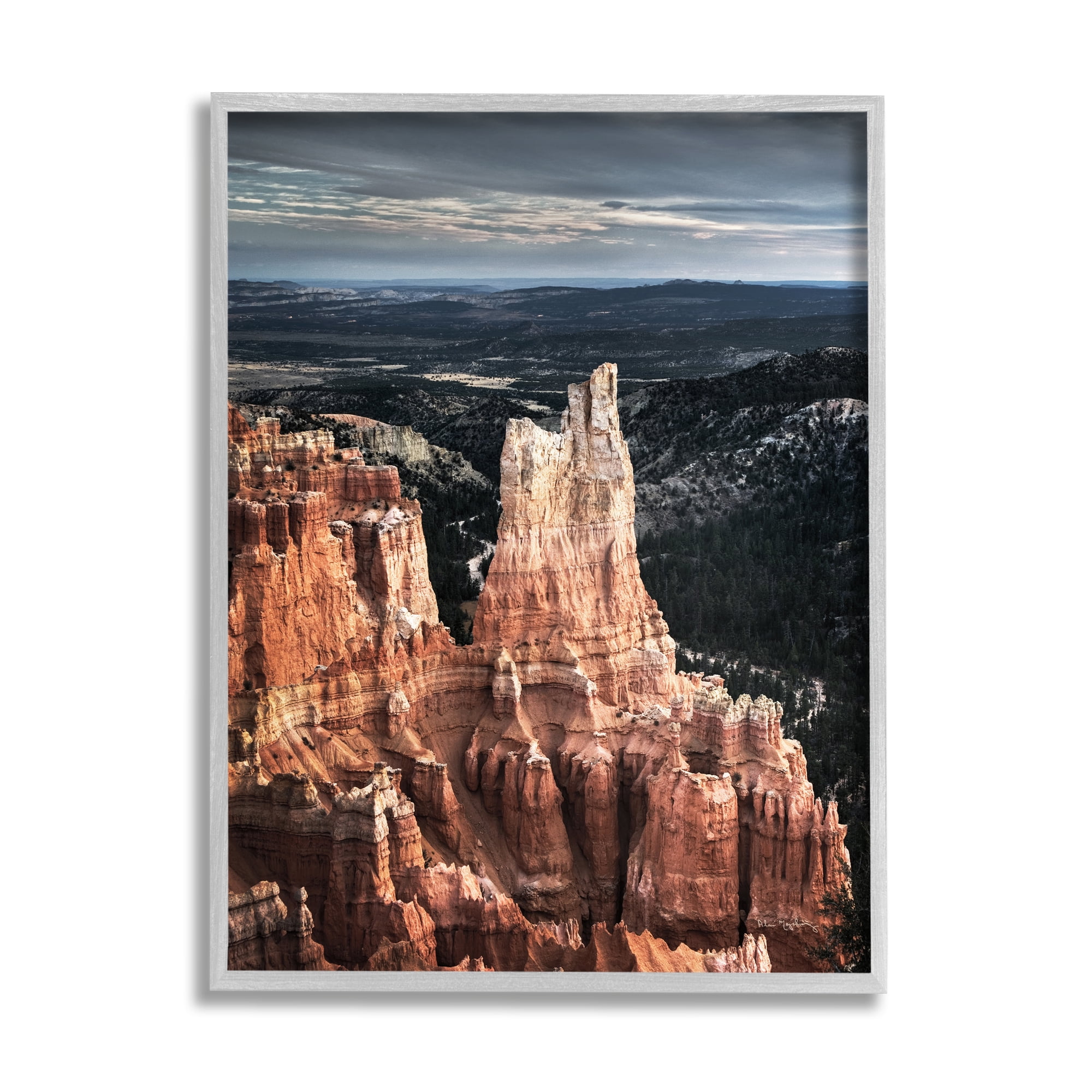 Stupell Industries Canyon Butte Photography Landscape Photography Gray Framed Art Print Wall Art, 24 x 30