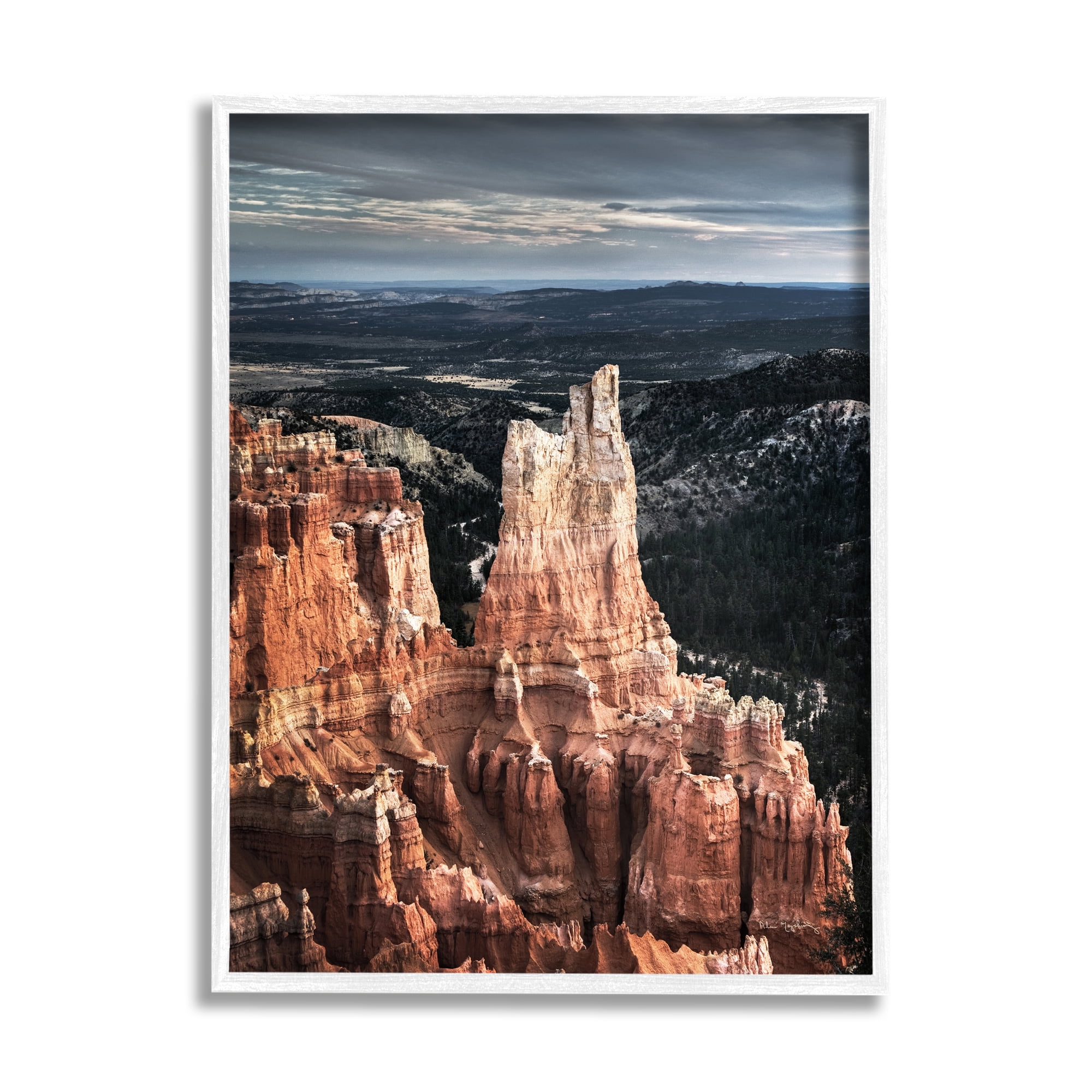 Stupell Industries Canyon Butte Photography Landscape Photography White Framed Art Print Wall Art, 24 x 30