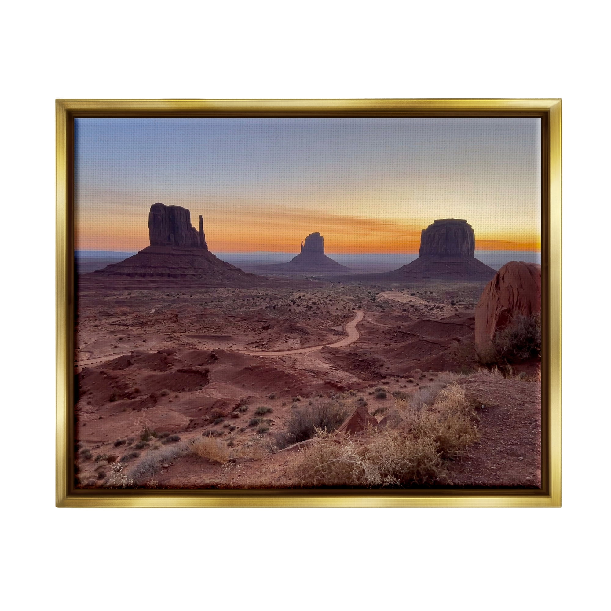 Stupell Industries Canyon Buttes Landscape Landscape Photography Gold Floater Framed Canvas Art Print Wall Art, 21 x 17