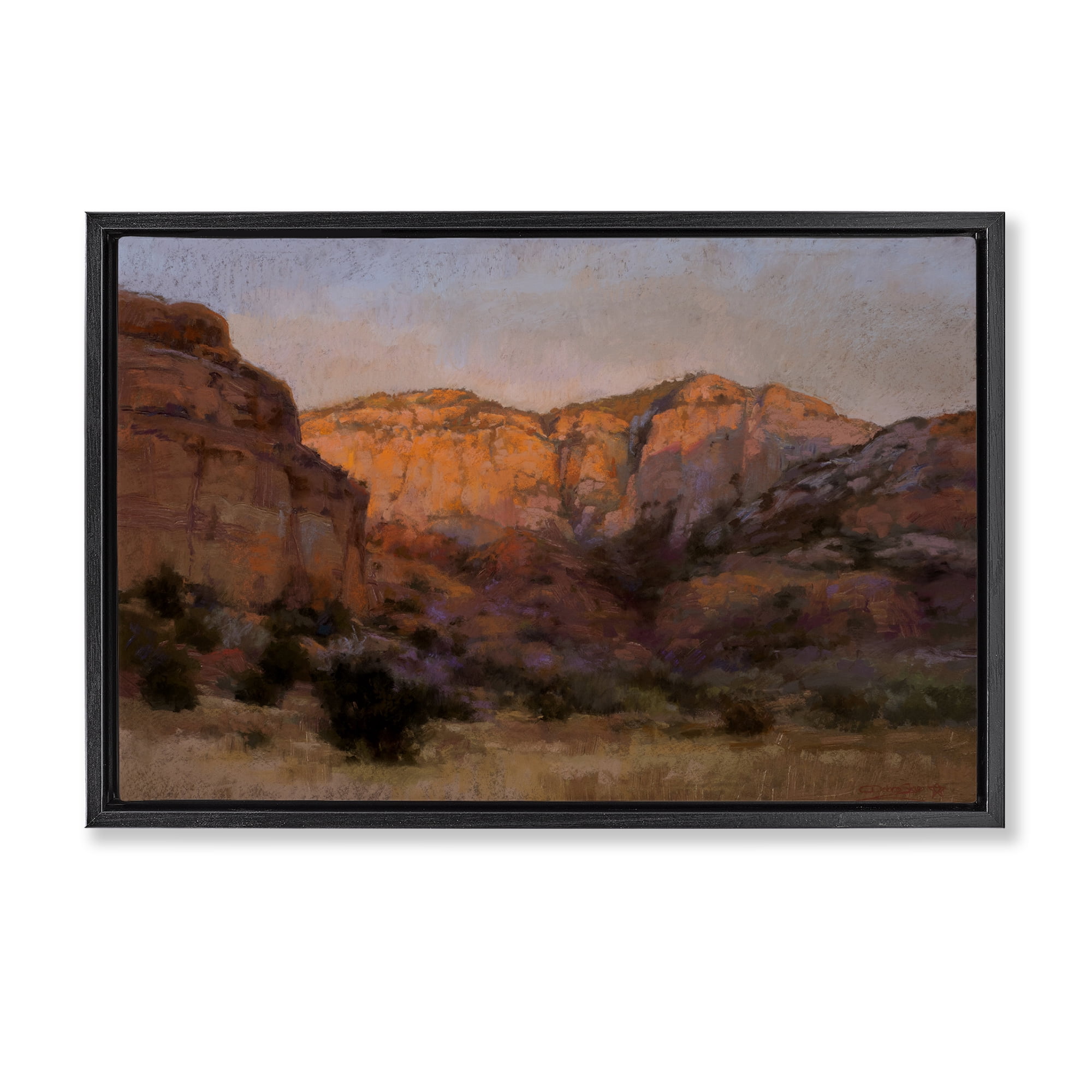 Stupell Industries Canyon Cliffs Landscape Landscape & Nature Painting Black Floater Framed Canvas Art Print Wall Art, 25 x 17