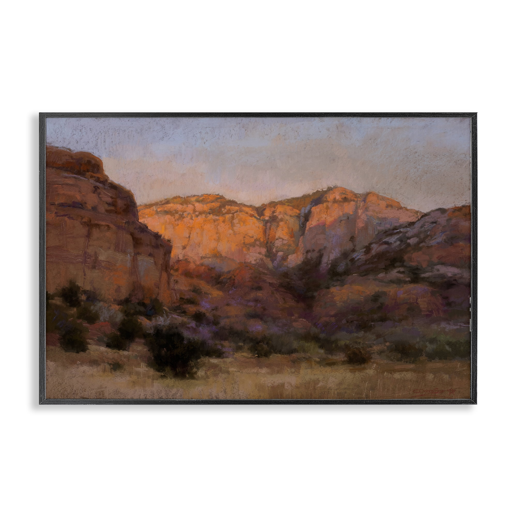 Stupell Industries Canyon Cliffs Landscape Landscape & Nature Painting Black Framed Art Print Wall Art, 24 x 16