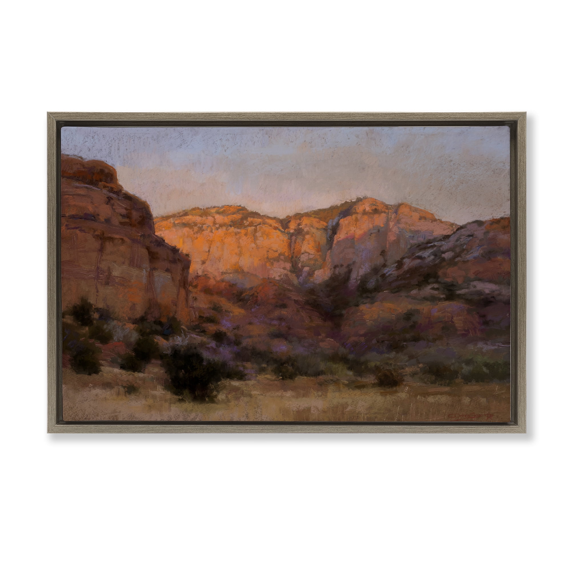 Stupell Industries Canyon Cliffs Landscape Landscape & Nature Painting Brown Floater Framed Canvas Art Print Wall Art, 31 x 21