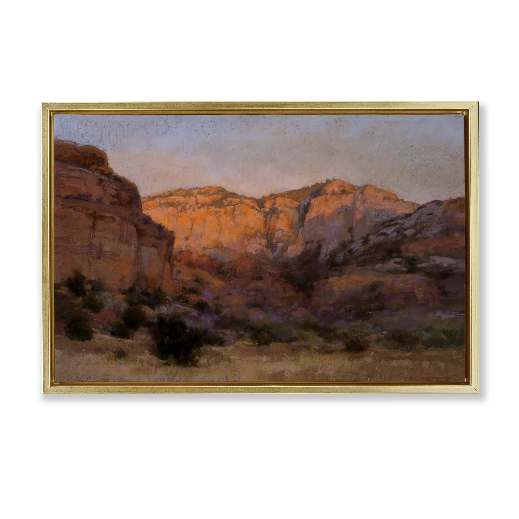 Stupell Industries Canyon Cliffs Landscape Landscape & Nature Painting Gold Floater Framed Canvas Art Print Wall Art, 25 x 17