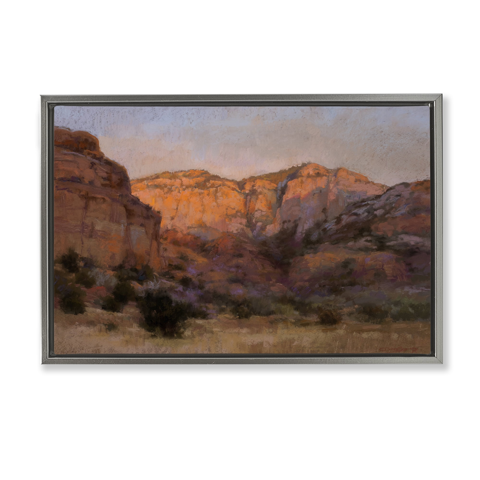Stupell Industries Canyon Cliffs Landscape Landscape & Nature Painting Gray Floater Framed Canvas Art Print Wall Art, 31 x 21