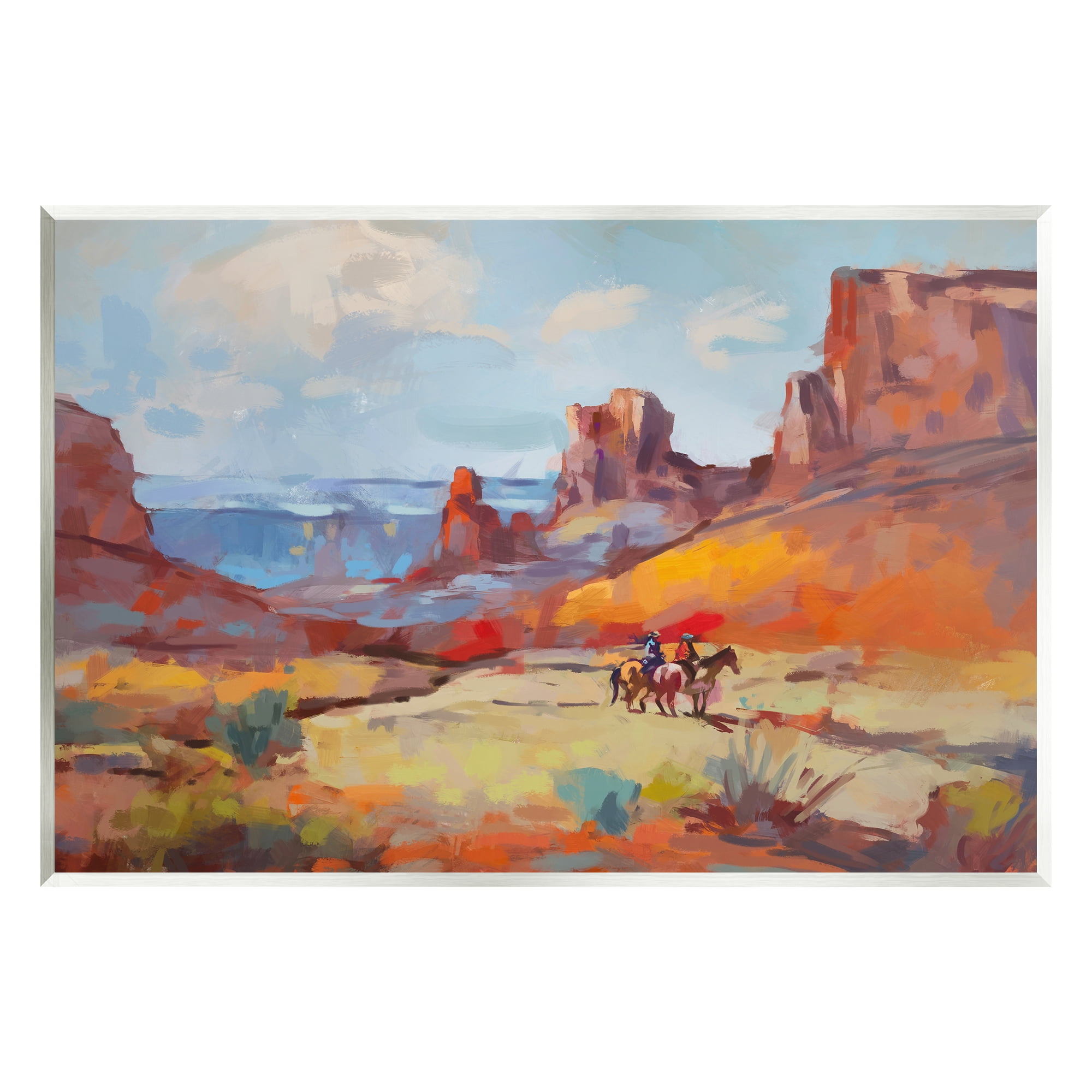 Stupell Industries Canyon Cowboys Painting Landscape Painting Unframed Art Print Wall Art, 19 x 13