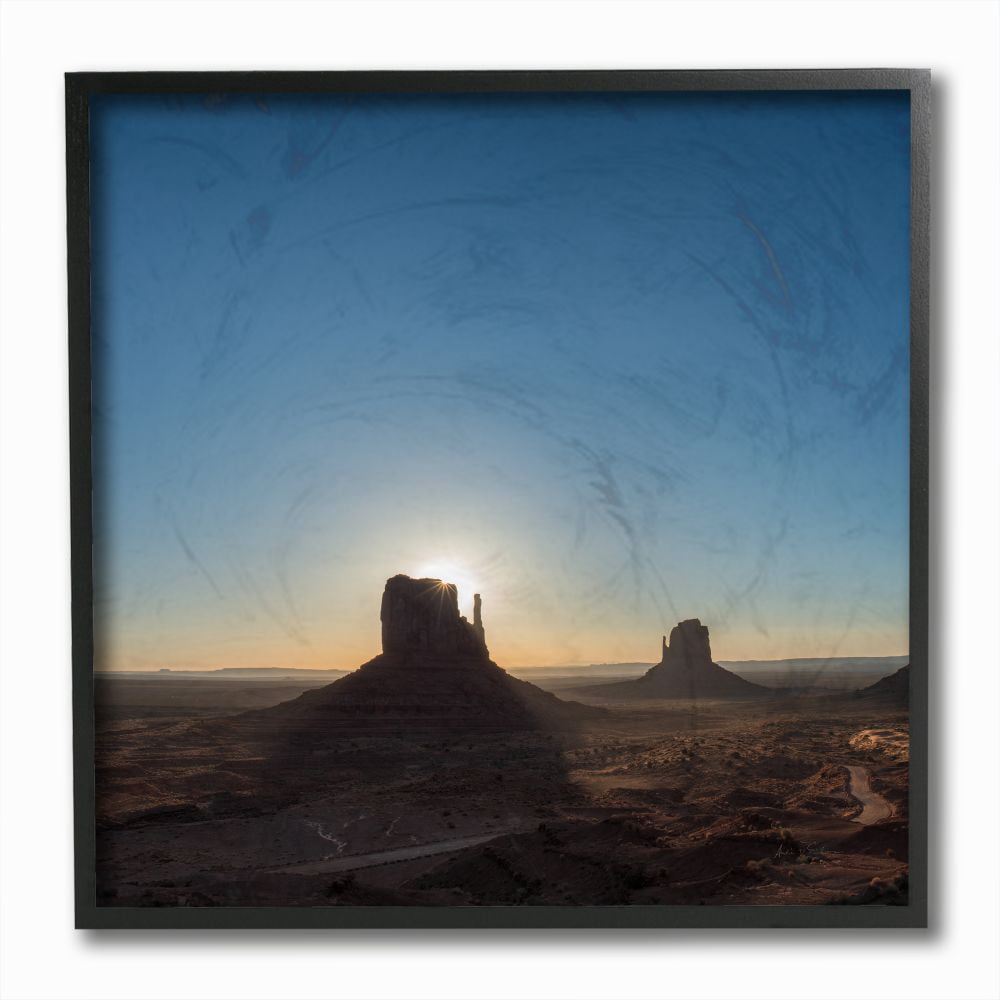 Stupell Industries Canyon Dessert Sunset Blue Brown Landscape Photograph Framed Wall Art Design by Andre Eichman, 12" x 12", Black Framed