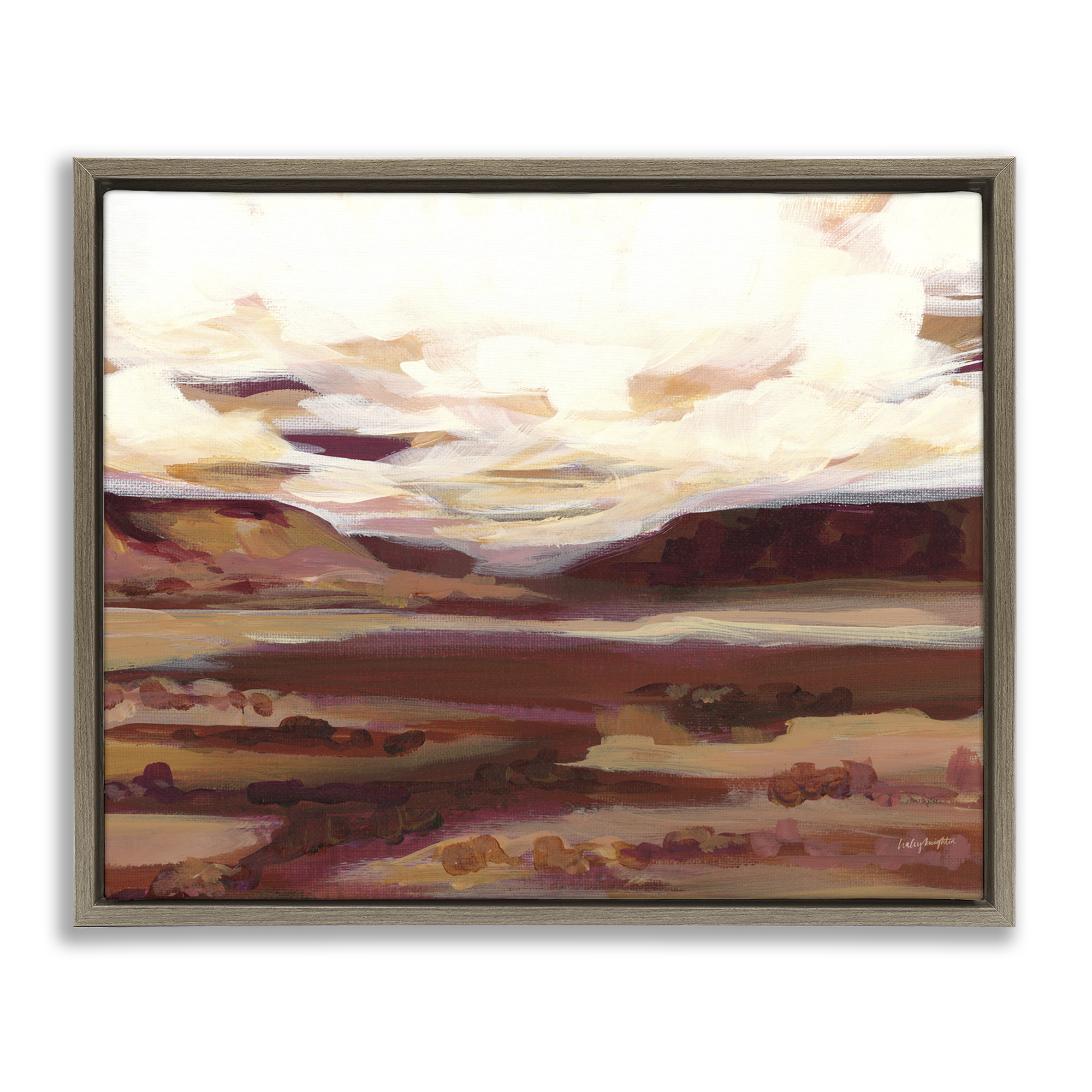 Stupell Industries Canyon Mesa Landscape Landscape Painting Brown Floater Framed Art Print Wall Art, 21 x 17