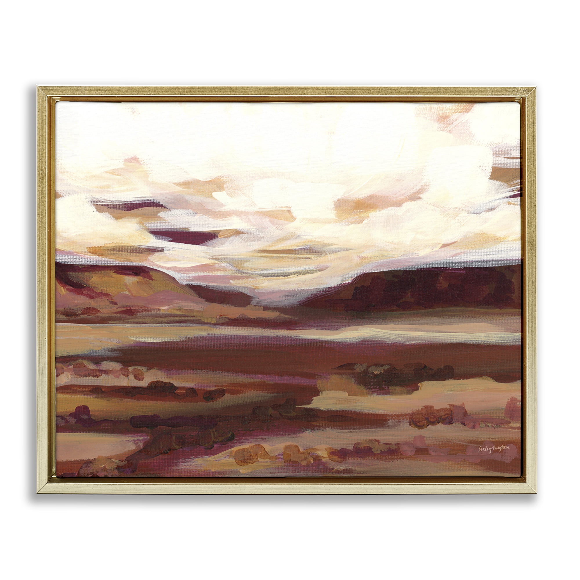 Stupell Industries Canyon Mesa Landscape Landscape Painting Gold Floater Framed Art Print Wall Art, 31 x 25