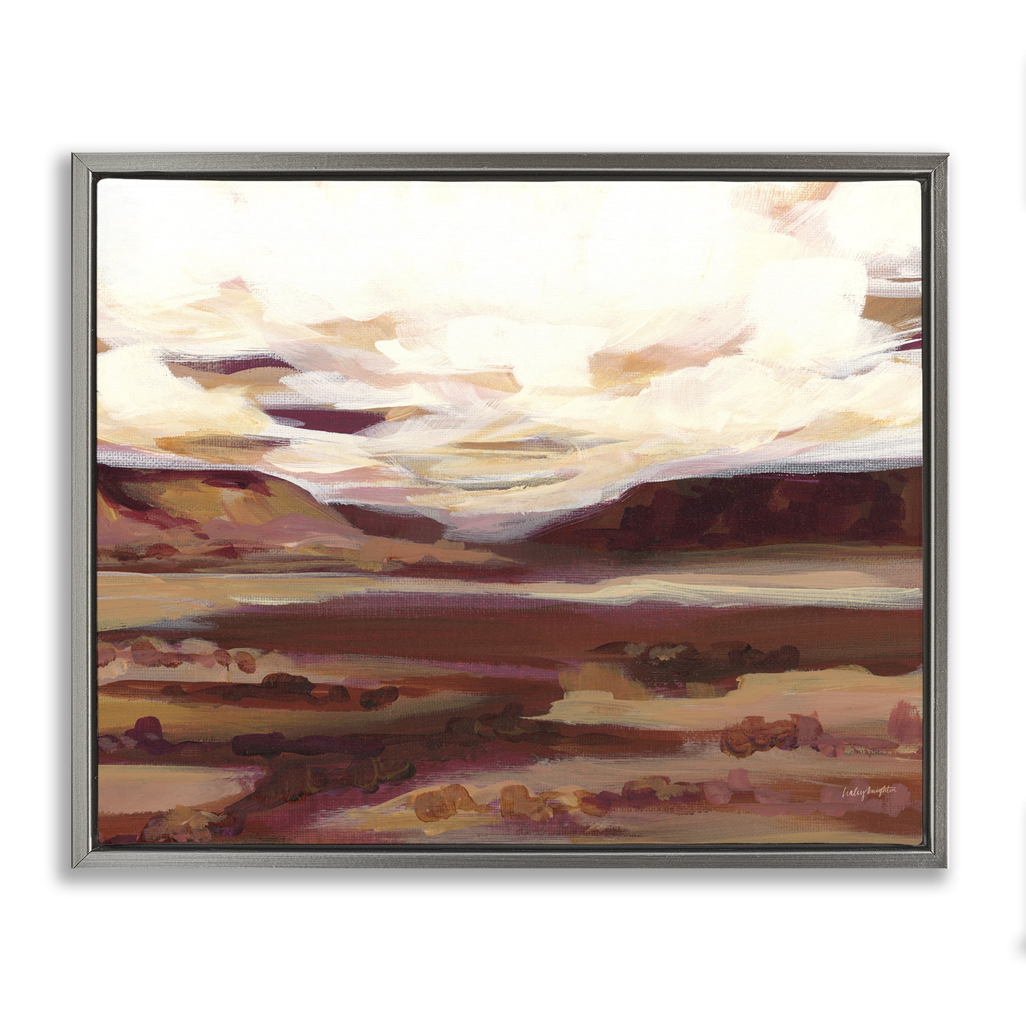 Stupell Industries Canyon Mesa Landscape Landscape Painting Gray Floater Framed Art Print Wall Art, 31 x 25