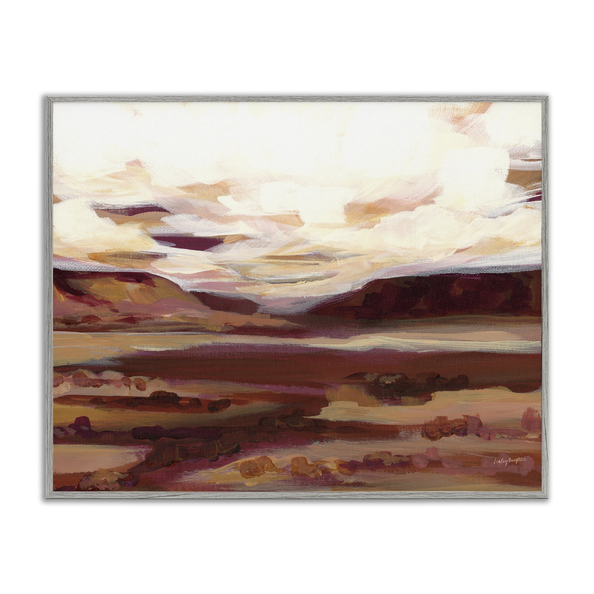 Stupell Industries Canyon Mesa Landscape Landscape Painting Gray Framed Art Print Wall Art, 30 x 24